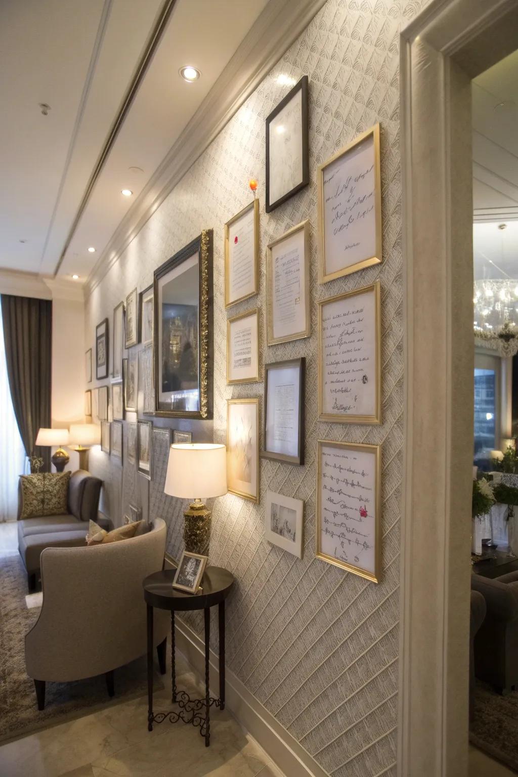 A wall showcasing uplifting statements and gratitude messages.