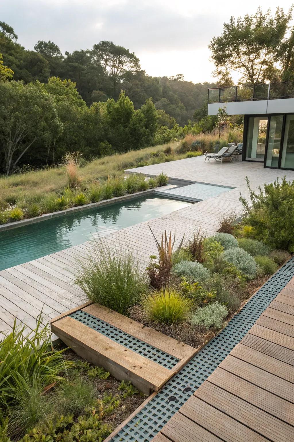 Eco-friendly drainage solutions harmonize with sustainable landscaping.