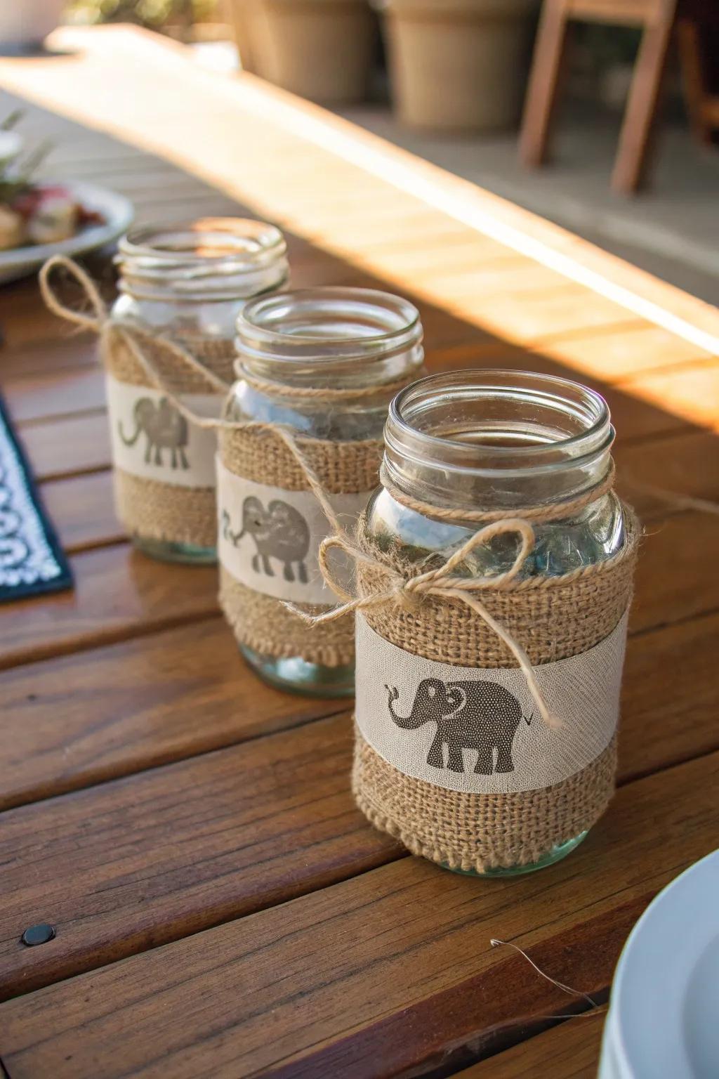Country jars with an elephant twist.