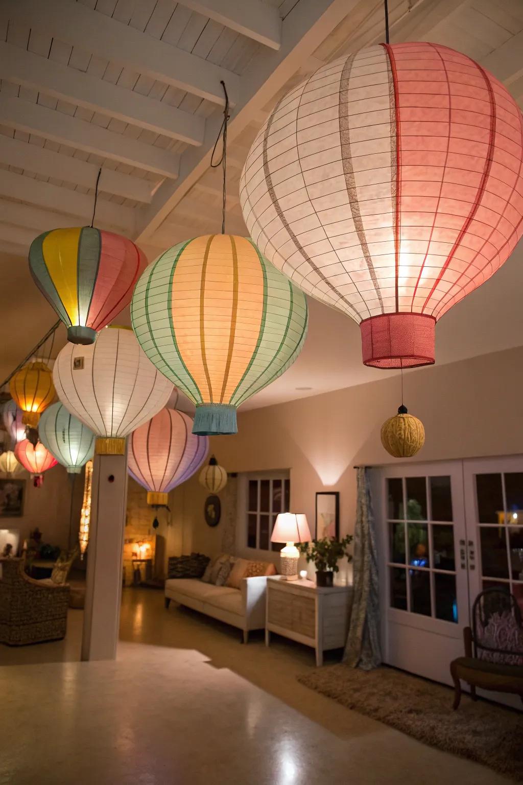 Drifting lights amplifying the enchanting environment of the celebration.