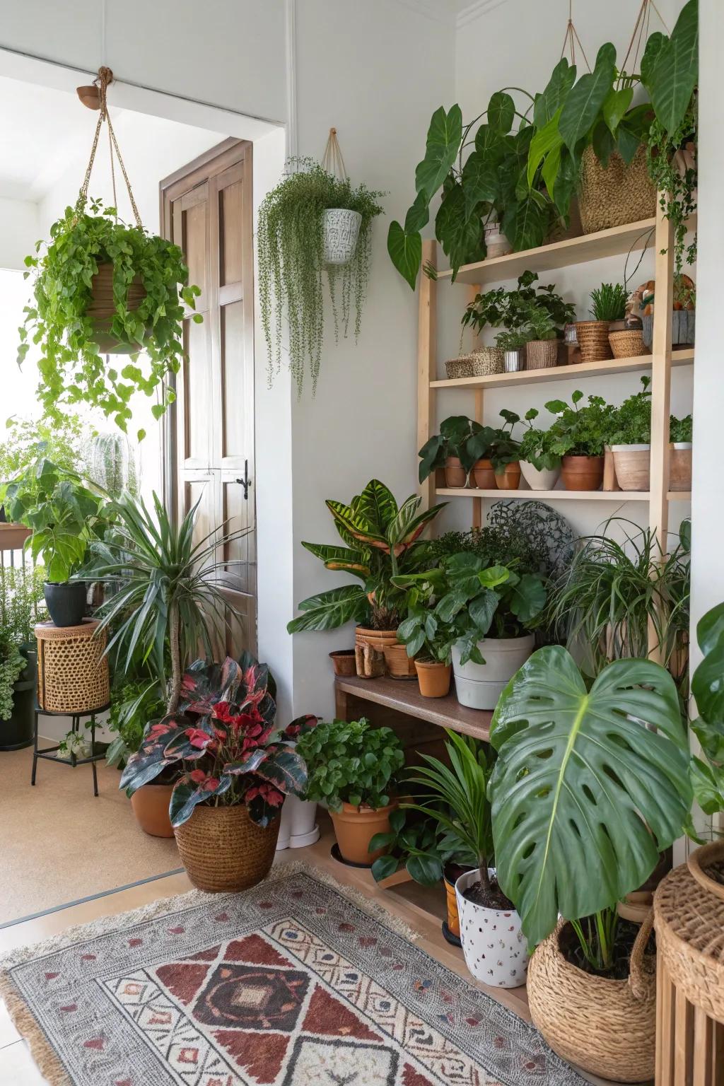 A variety of plant types culminates in a striking display.