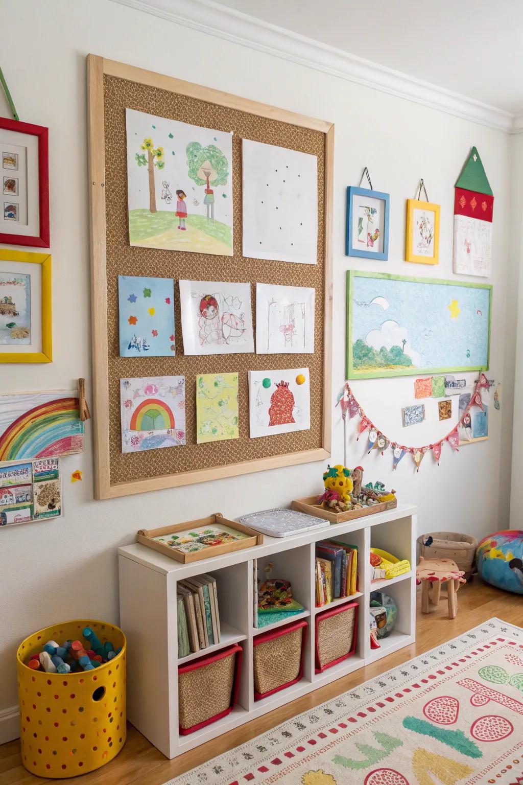 Encourage creativity by prominently showcasing kids' artwork.