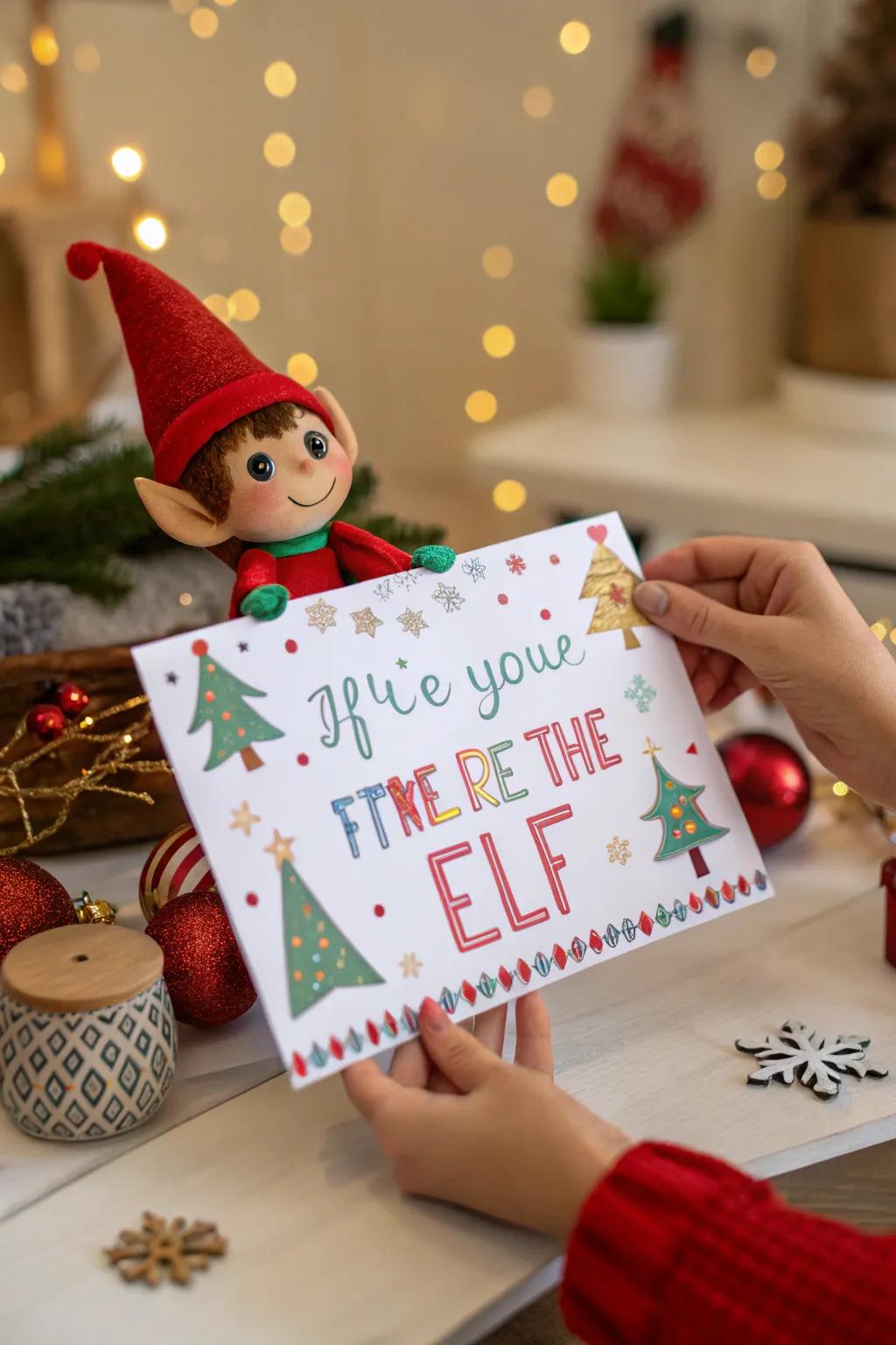 A unique greeting card from the elf adds that personal touch.