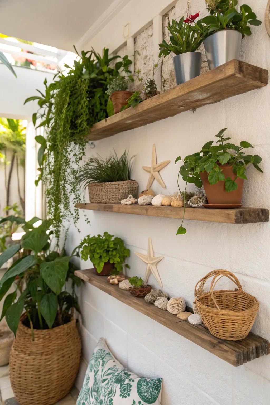 Infuse your home with nature using plant-filled recessed shelves.
