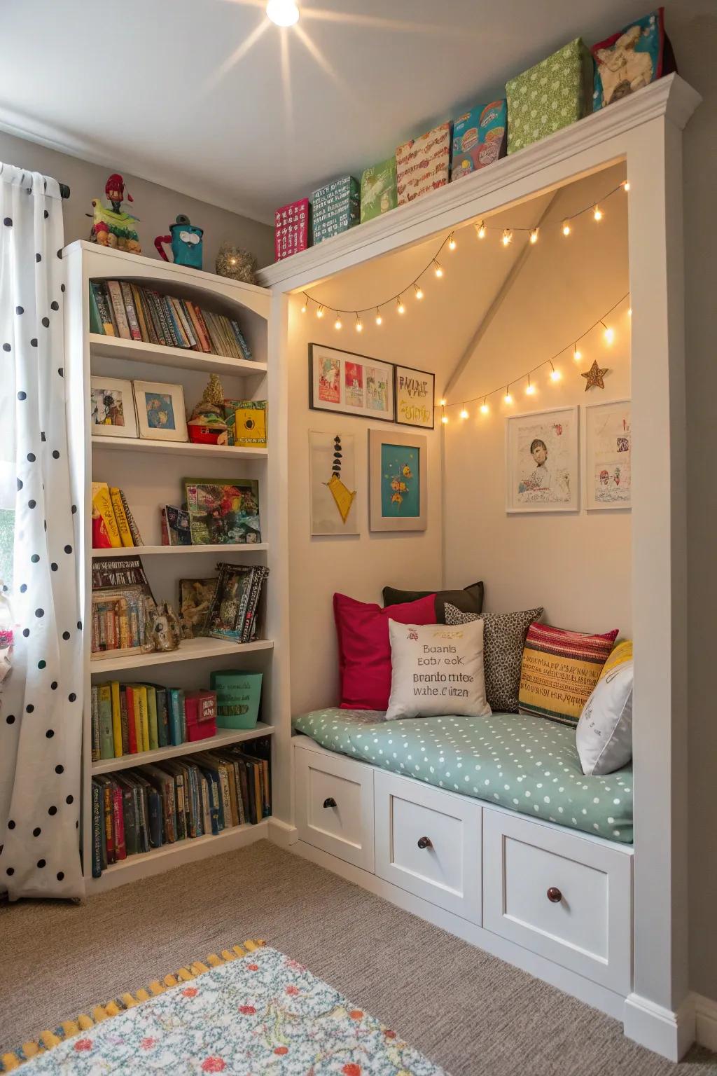 A reading spot that invites children into the world of stories.