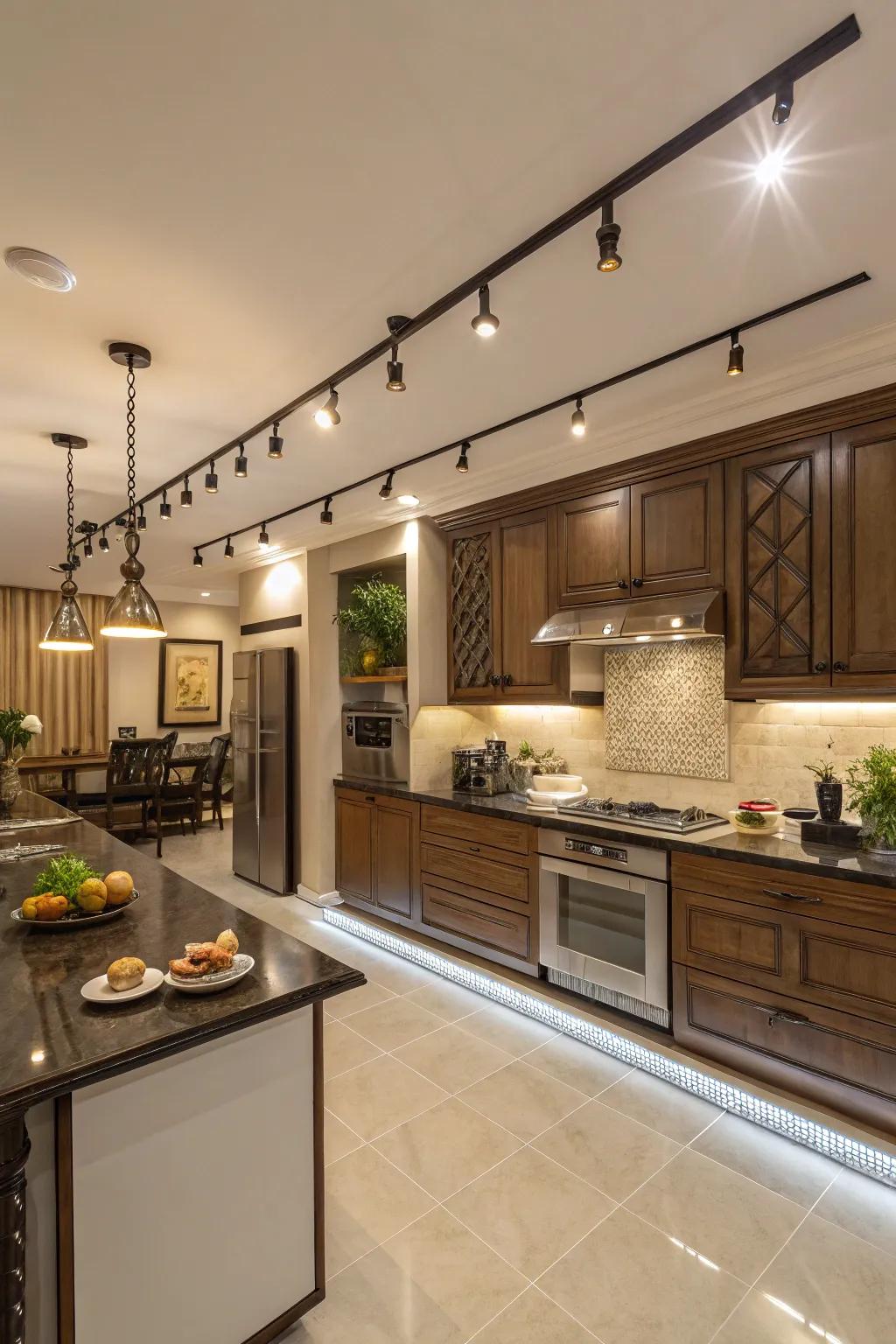 Accomplish both aesthetics and practicality using decorative rail lighting.
