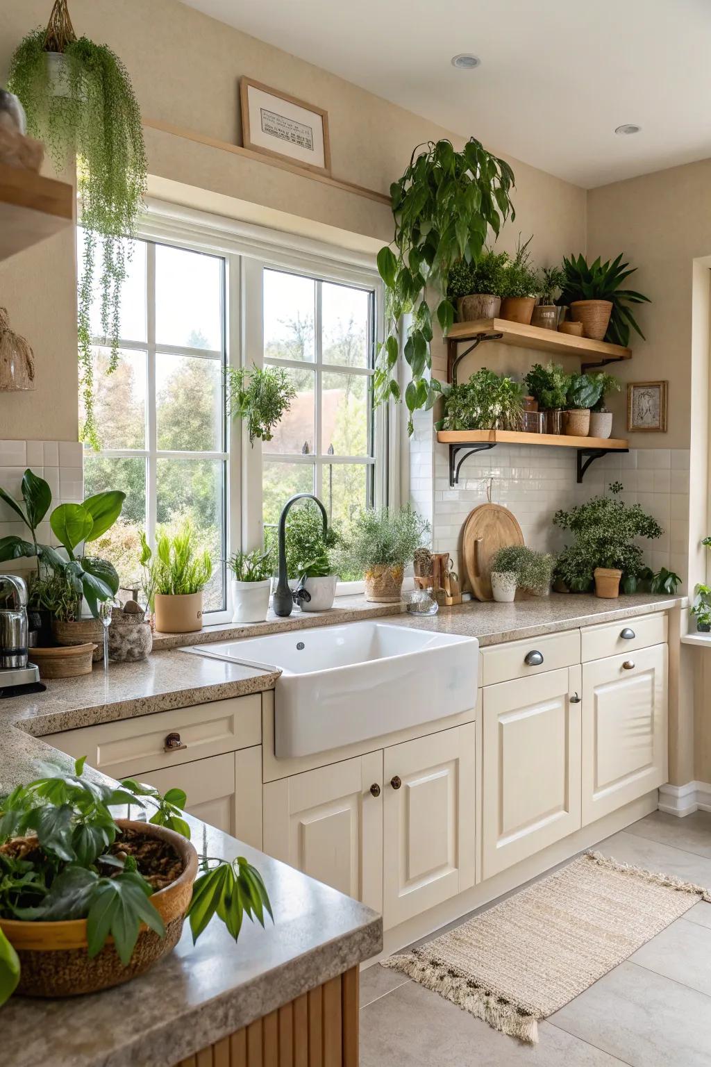 Achieve harmony with color-coordinated plant decoration.