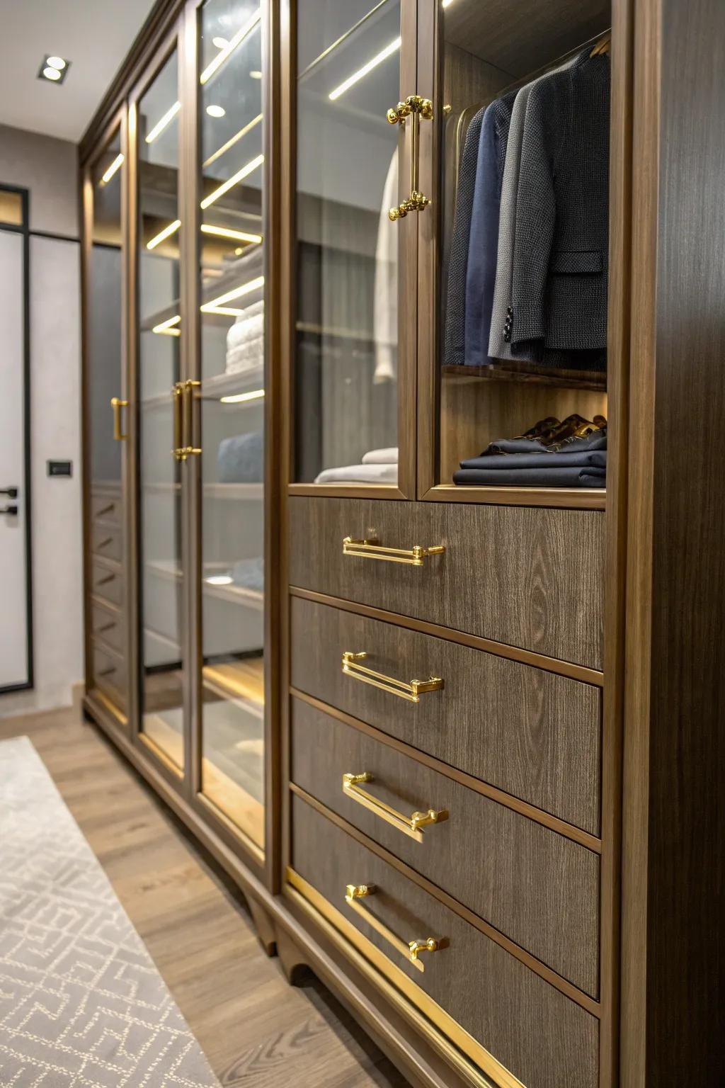 Luxury finishes add elegance to your closet design.