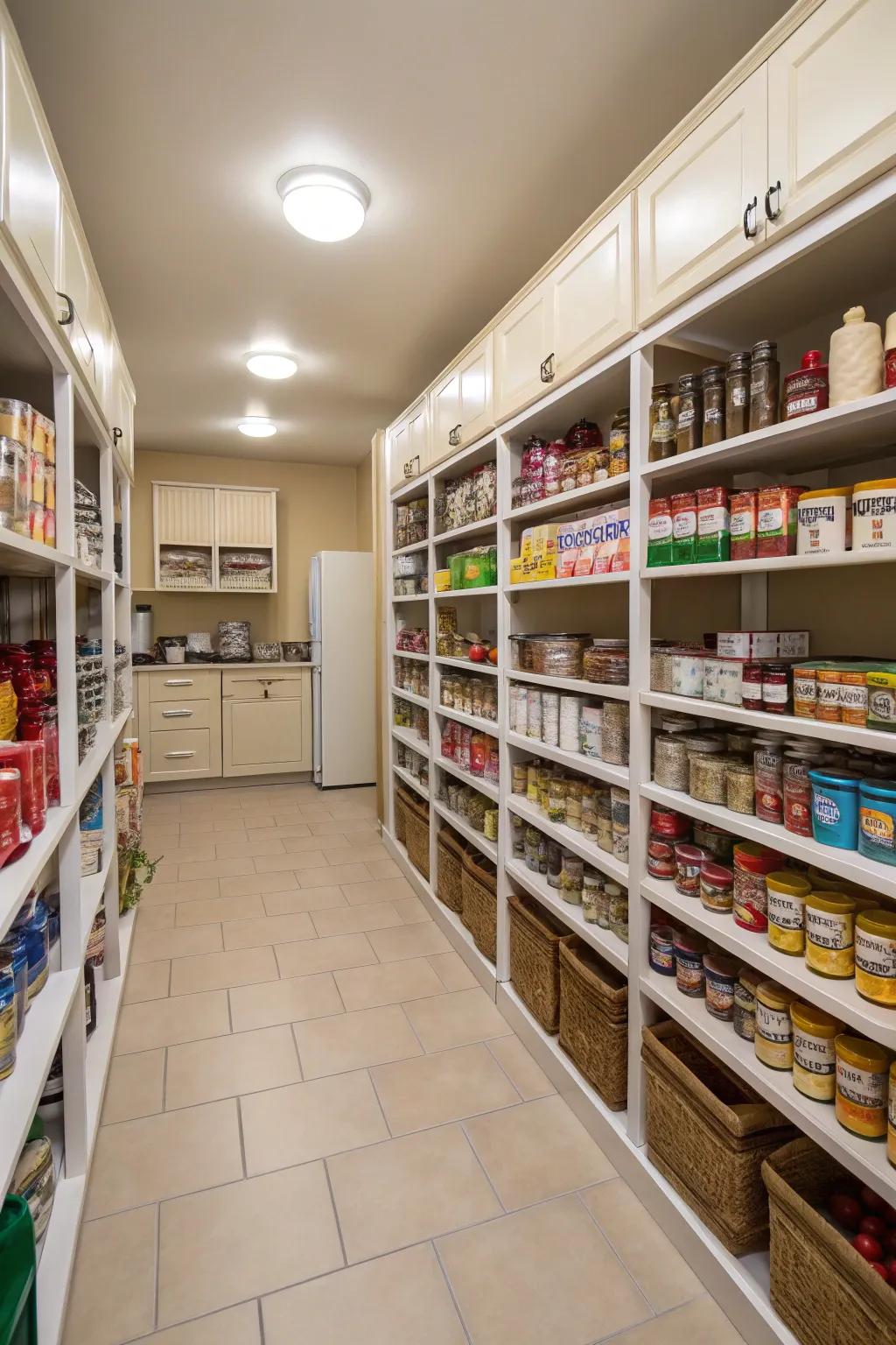 Wide aisles make moving around your pantry effortless.