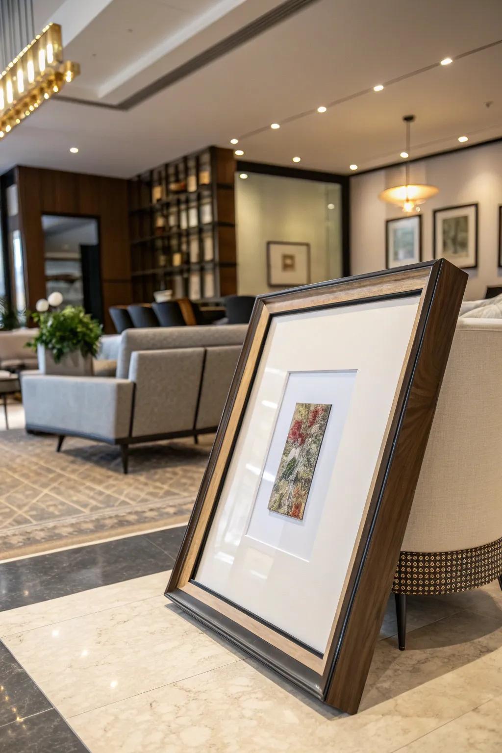 Exaggerated bordering infuses sophistication and emphasis.