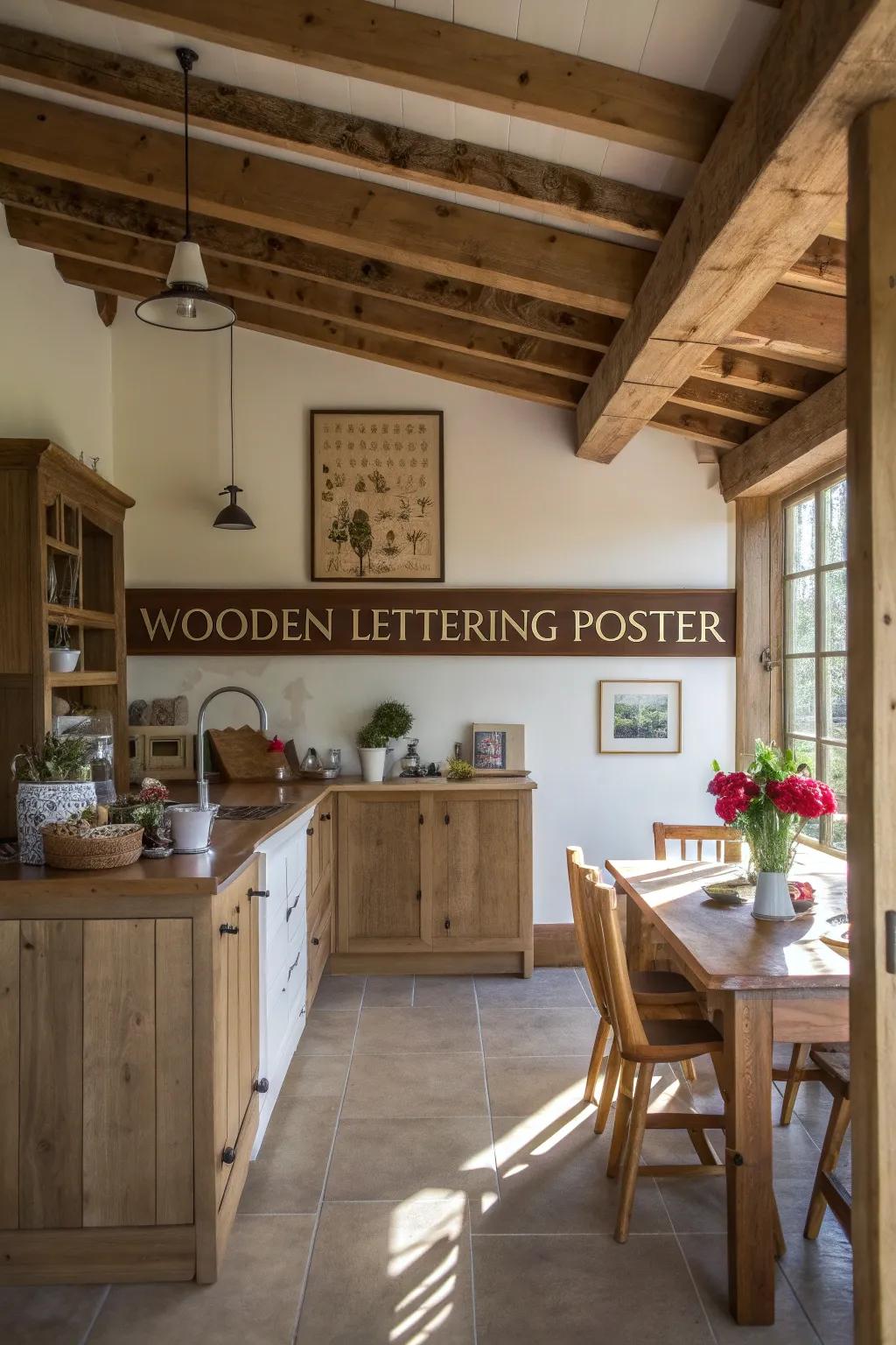 Wooden lettering adds a touch of rustic charm to your home.