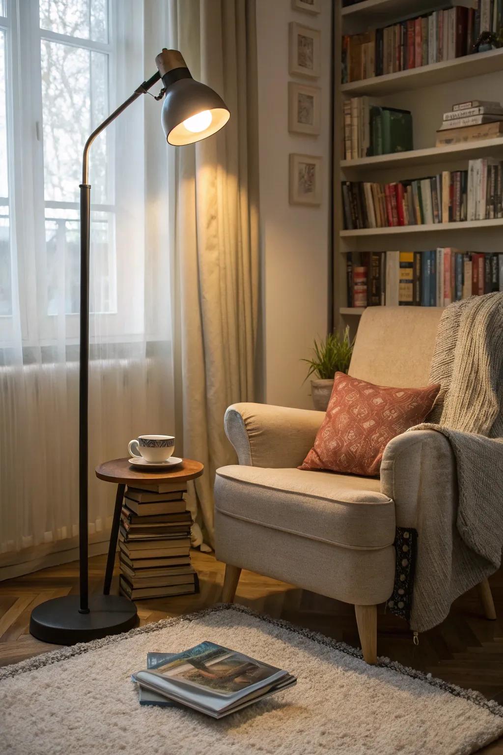 Practical task illumination enhances this reading space.