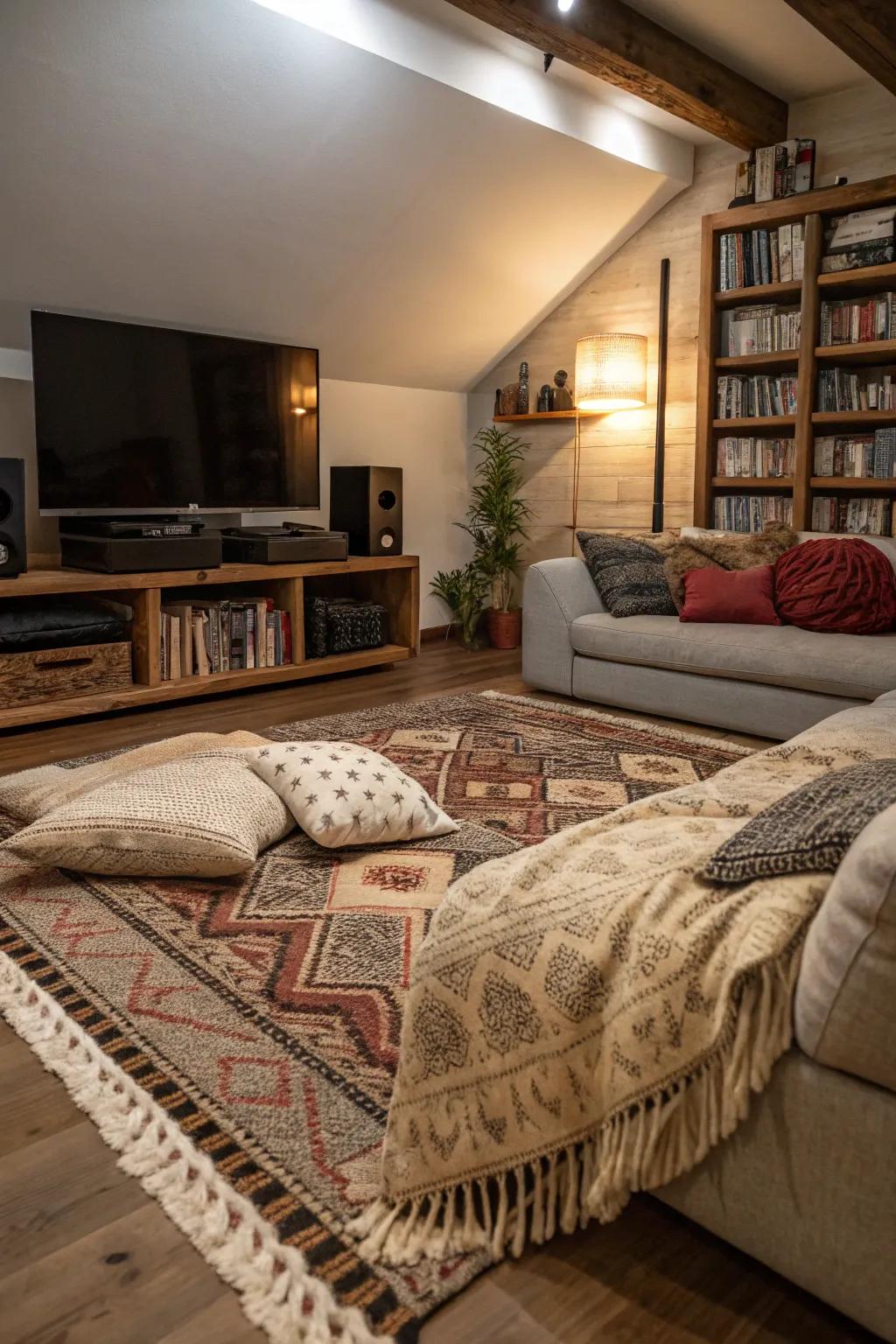 Comfort fabrics bring extra warmth to your media room.