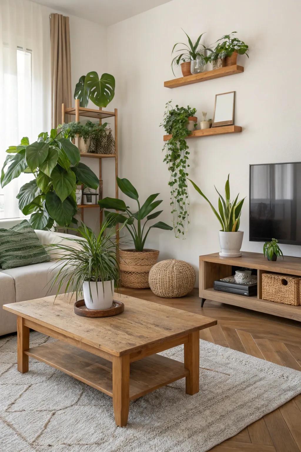 Plants add vibrancy and warmth to minimalist spaces.