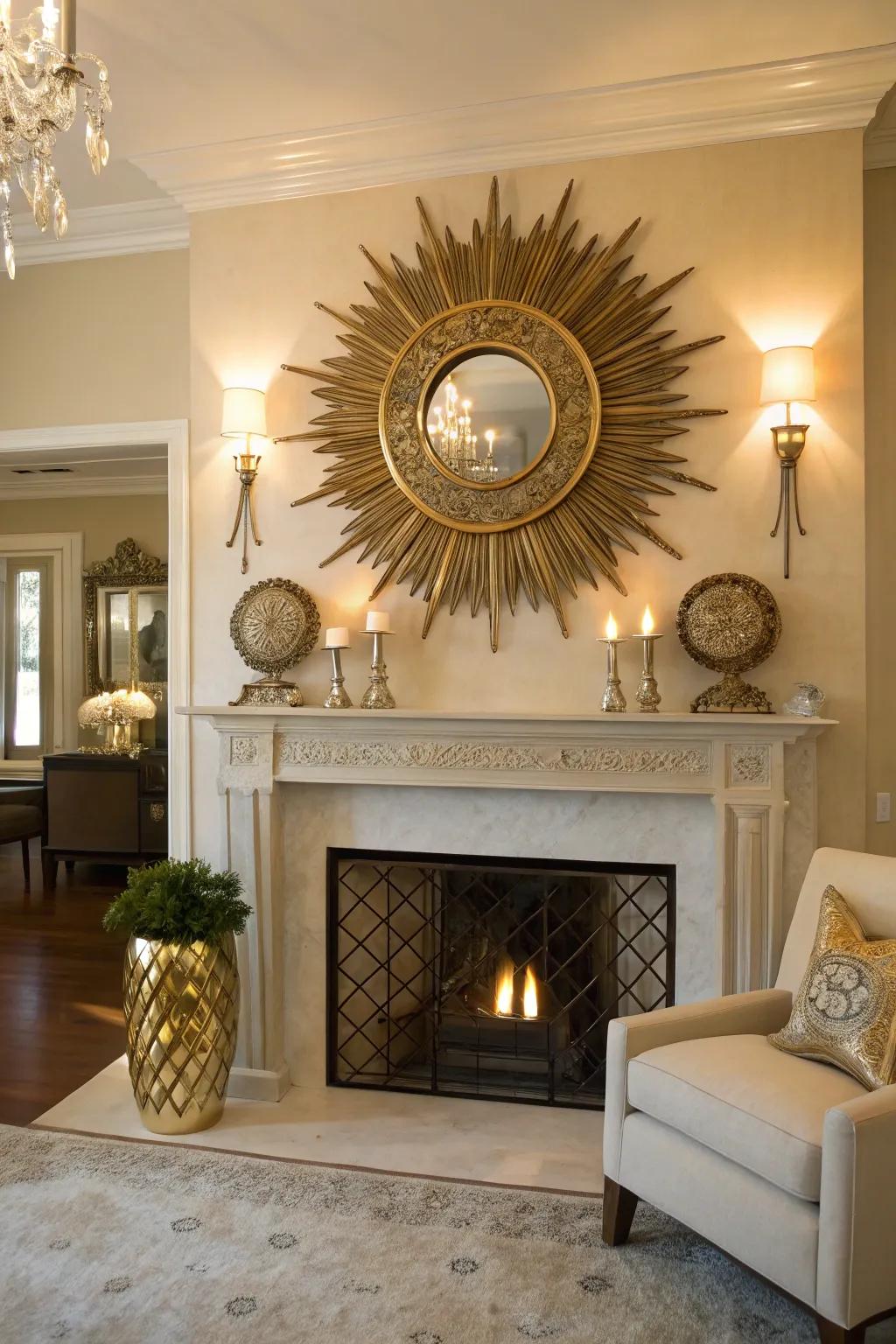 Sunburst mirrors bring a glamorous and eye-catching element.