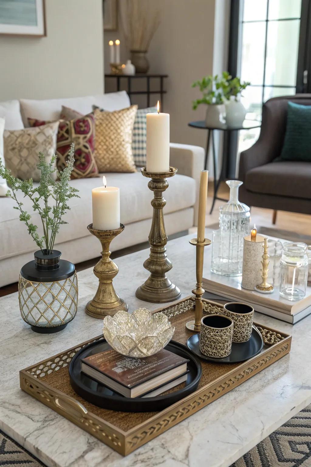Tiered heights introduce a dynamic touch to your tabletop decor.