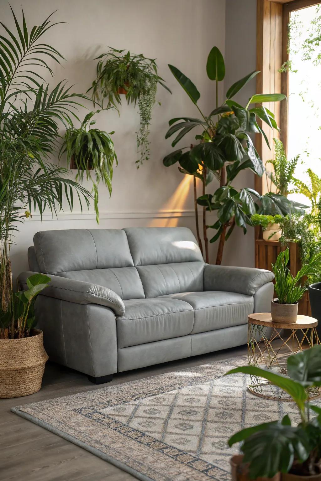 Greenery adding a fresh and vibrant touch to a modern living room.