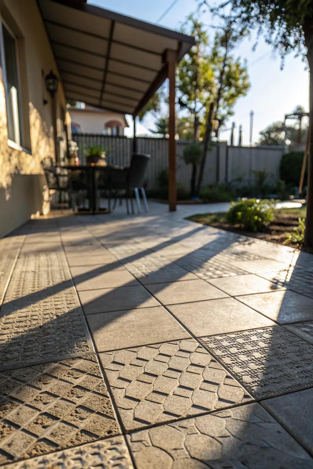 Textured tiles add depth and visual intrigue.