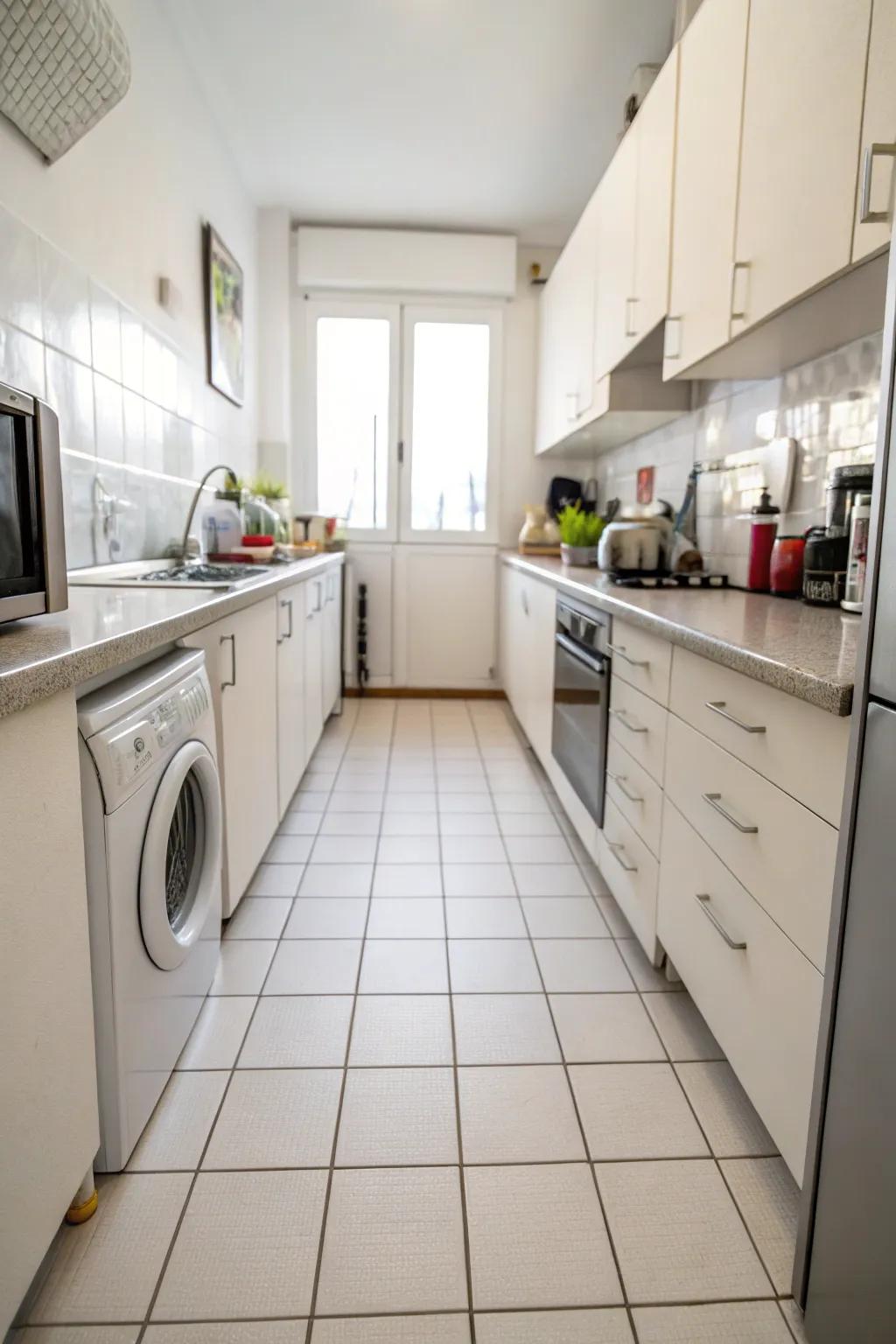 Minimalistic floor coverings for a clean look in a small kitchen