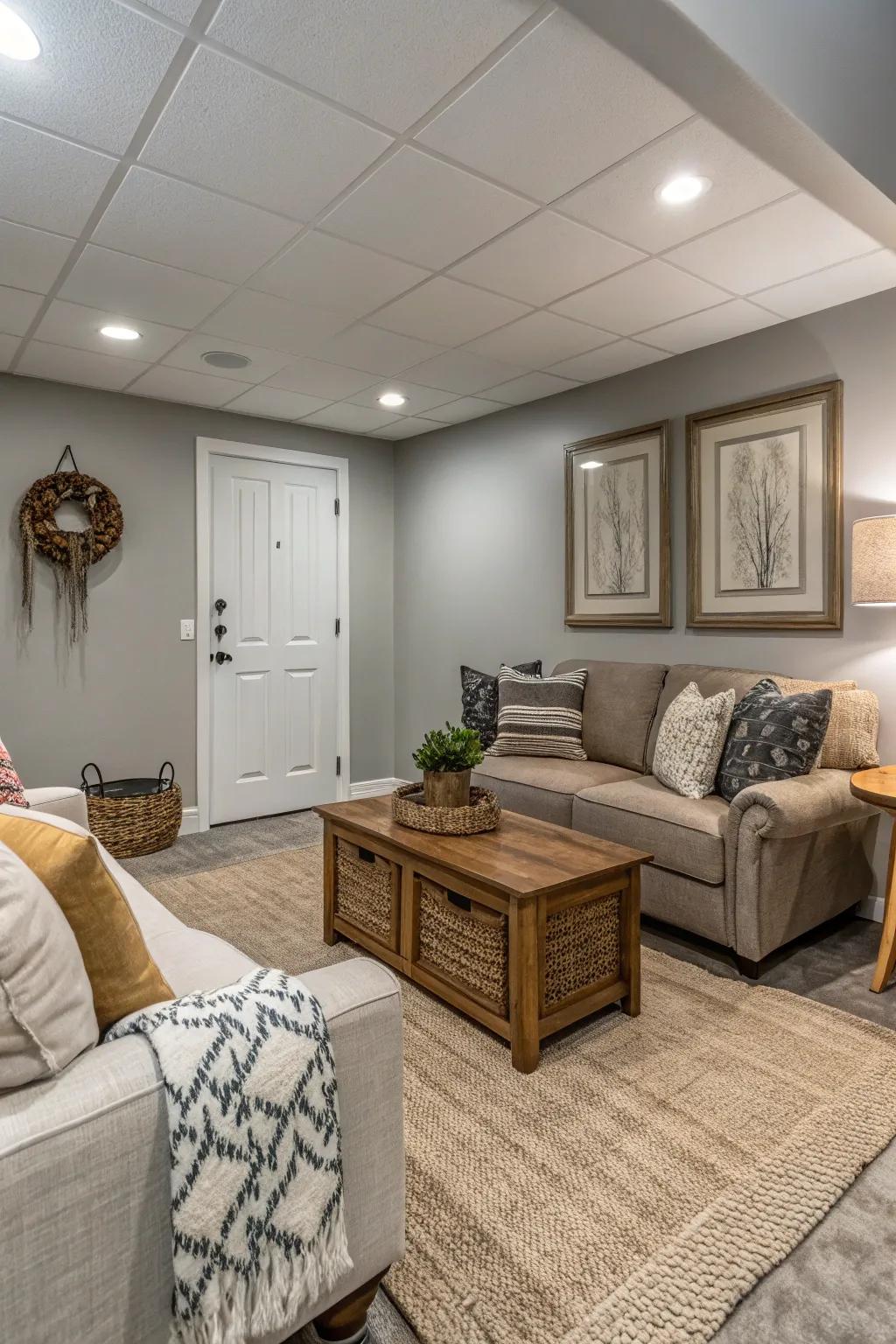 Modern decor balances elegance with warmth.