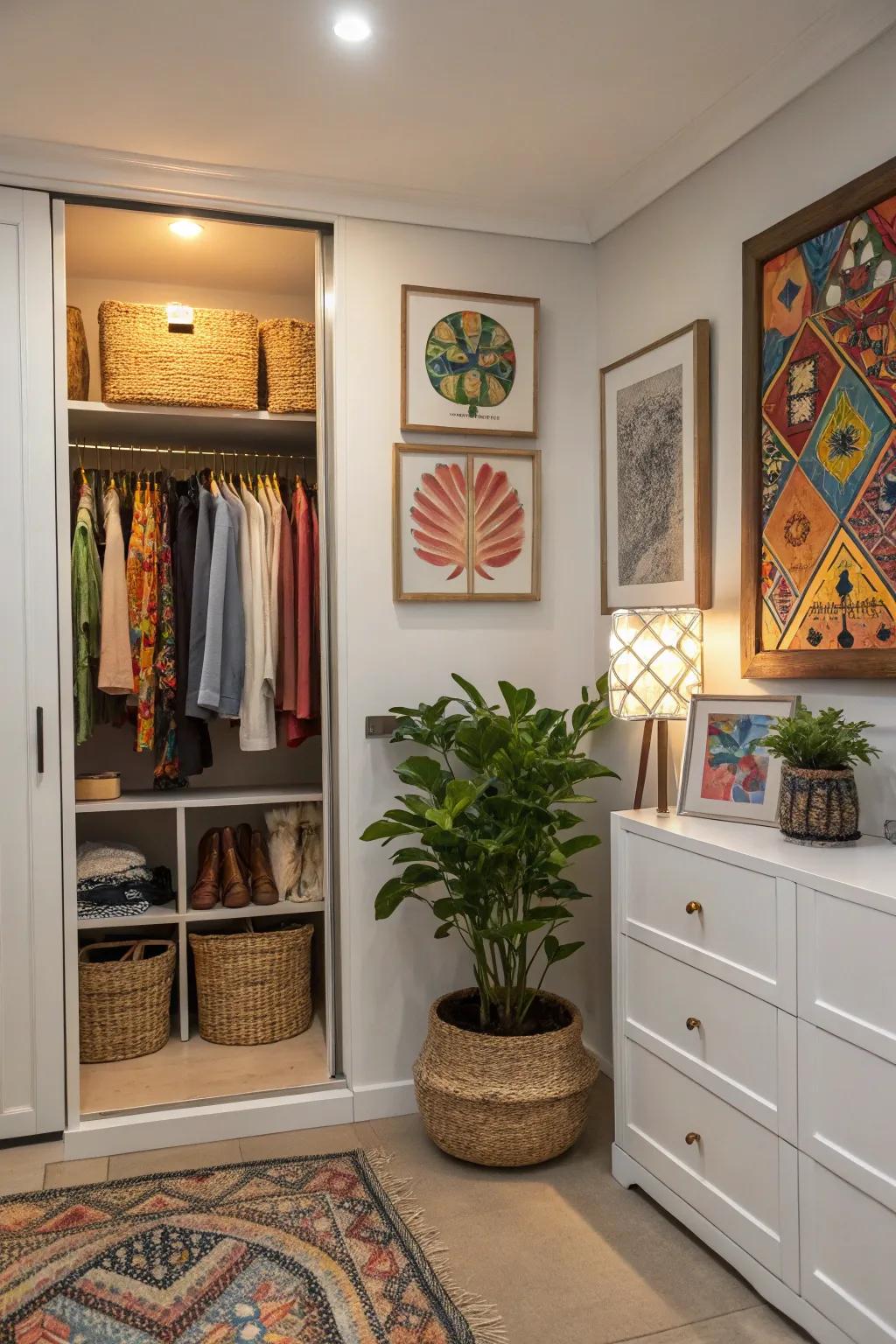 A closet that includes personalized designs