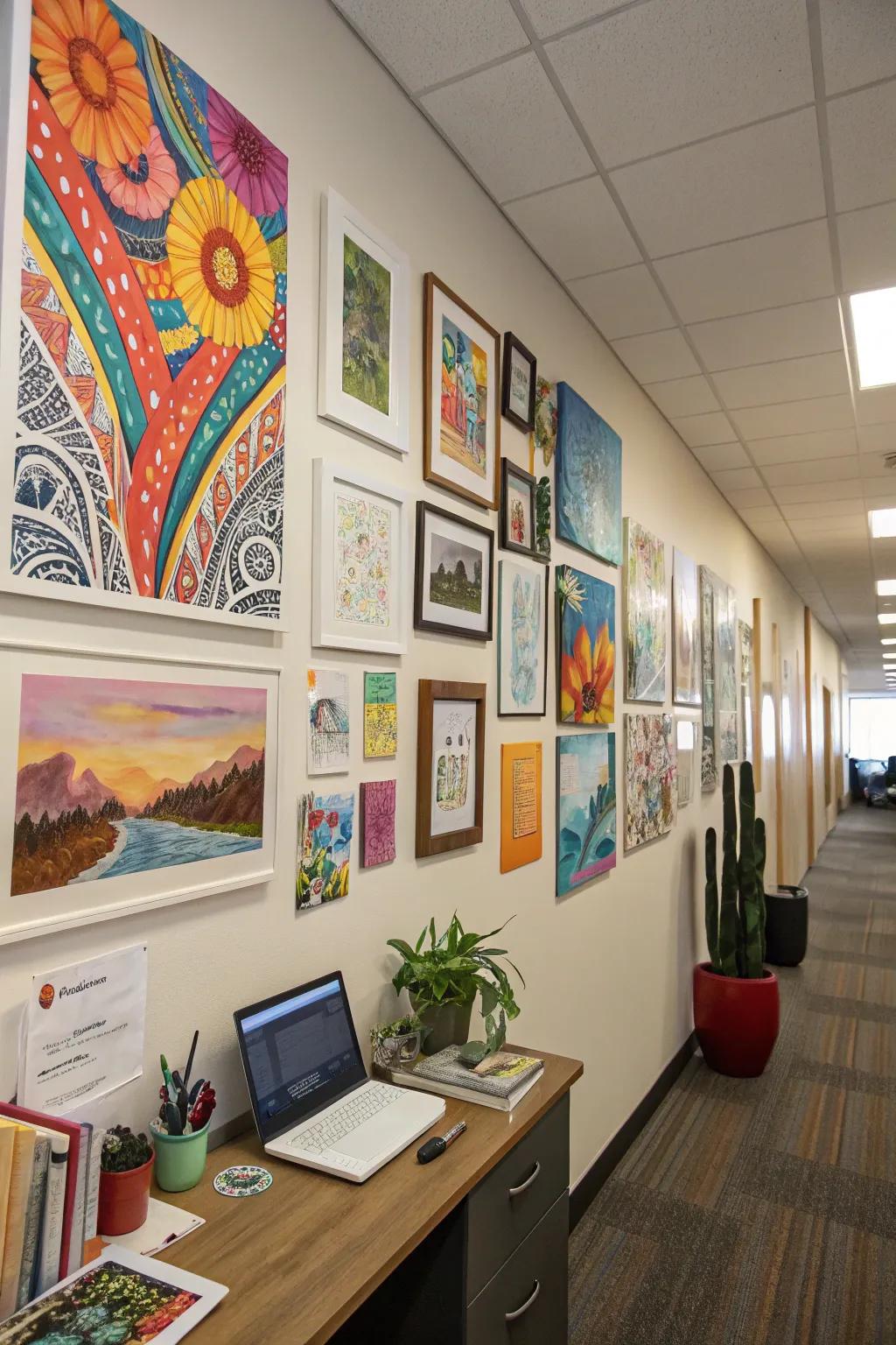 Bold artwork injecting personality and creative energy into the office.