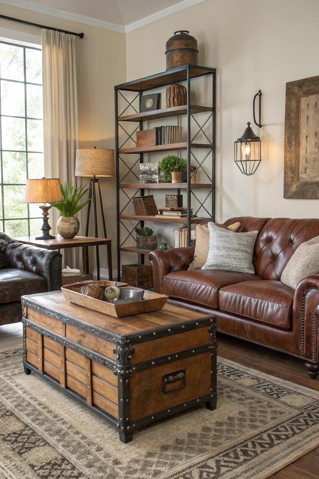 A mix of textures adds depth to the living room.