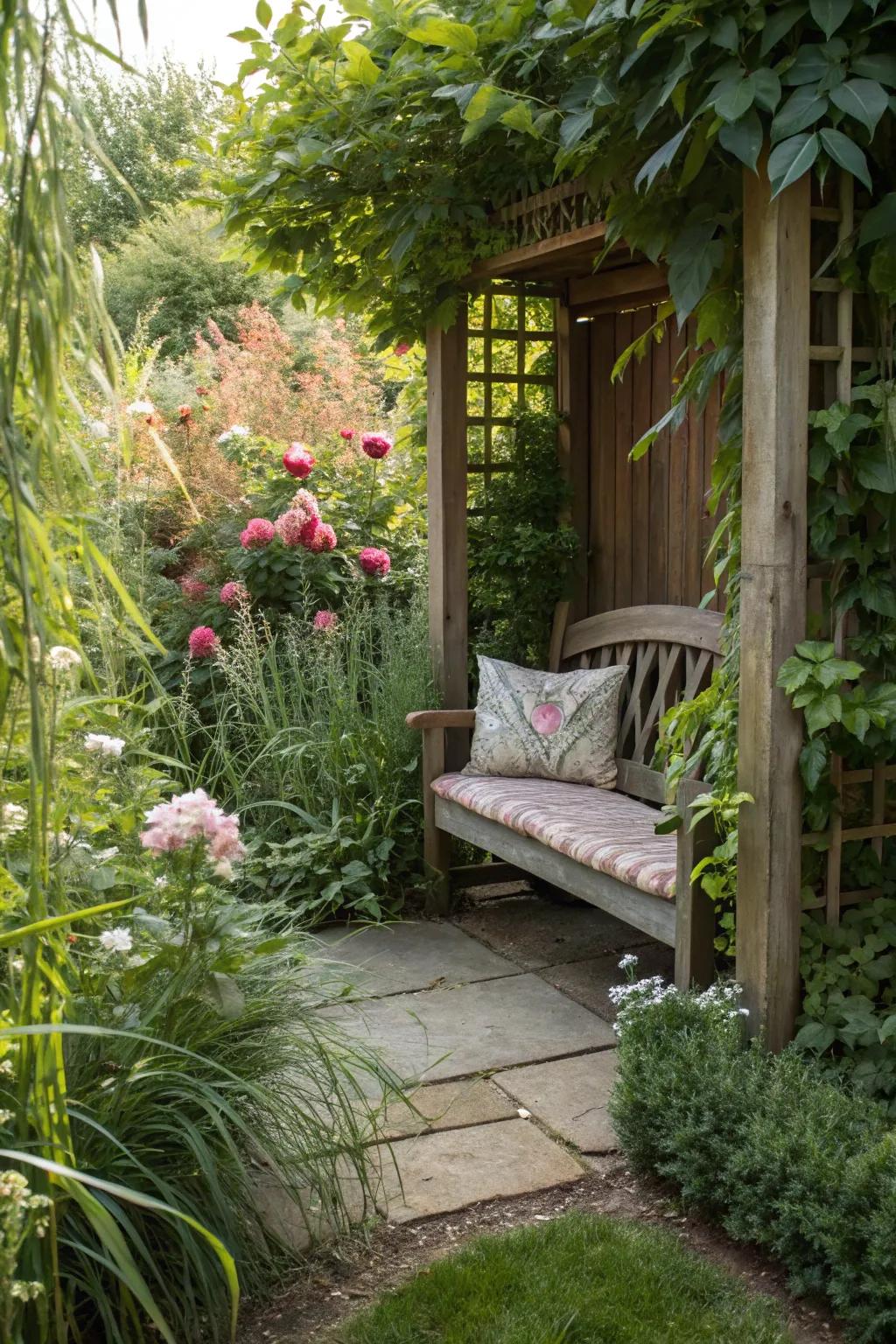 Establish personal retreats in your garden for peace and solitude.