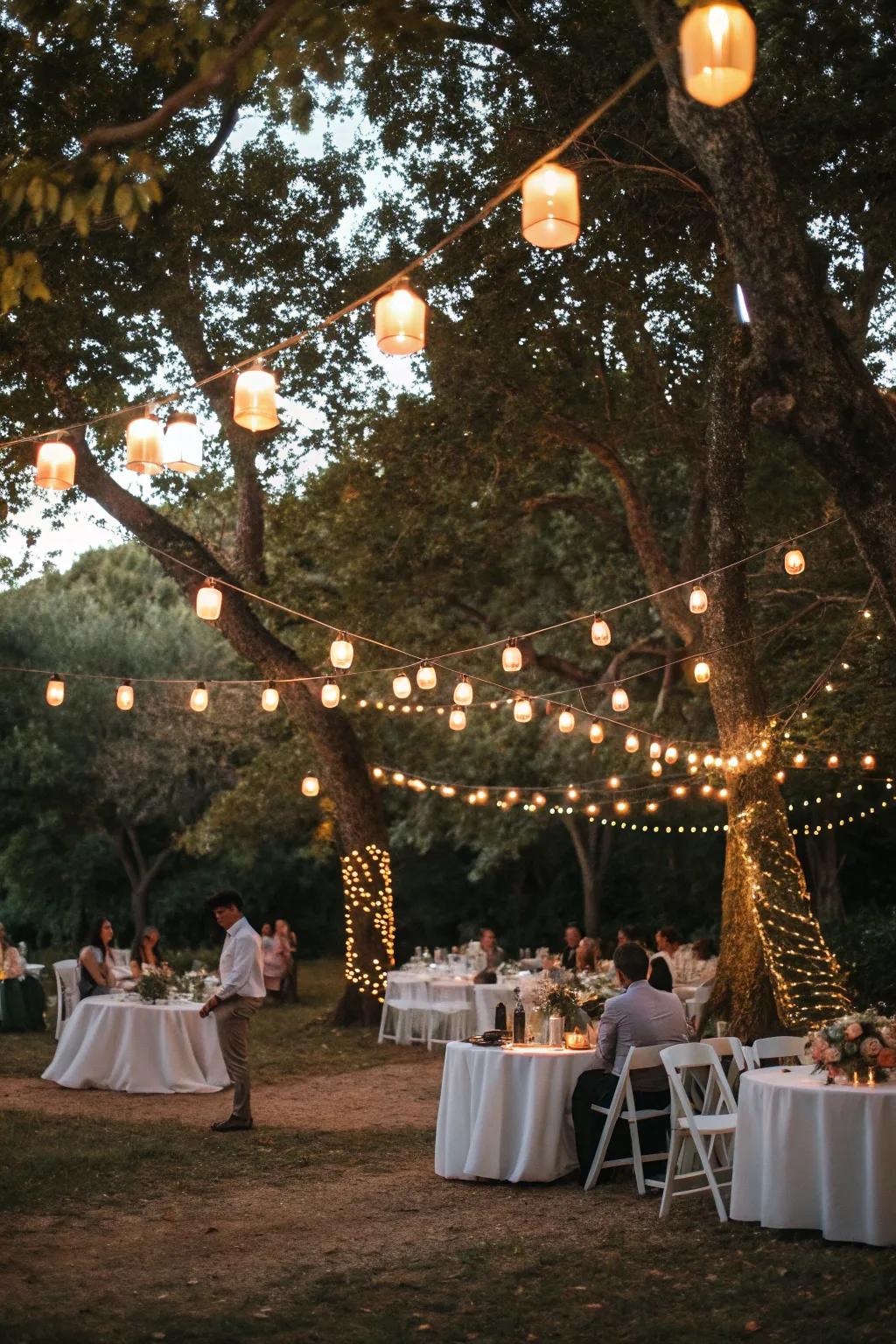 Establish a cozy atmosphere using strand and beacon bulbs.