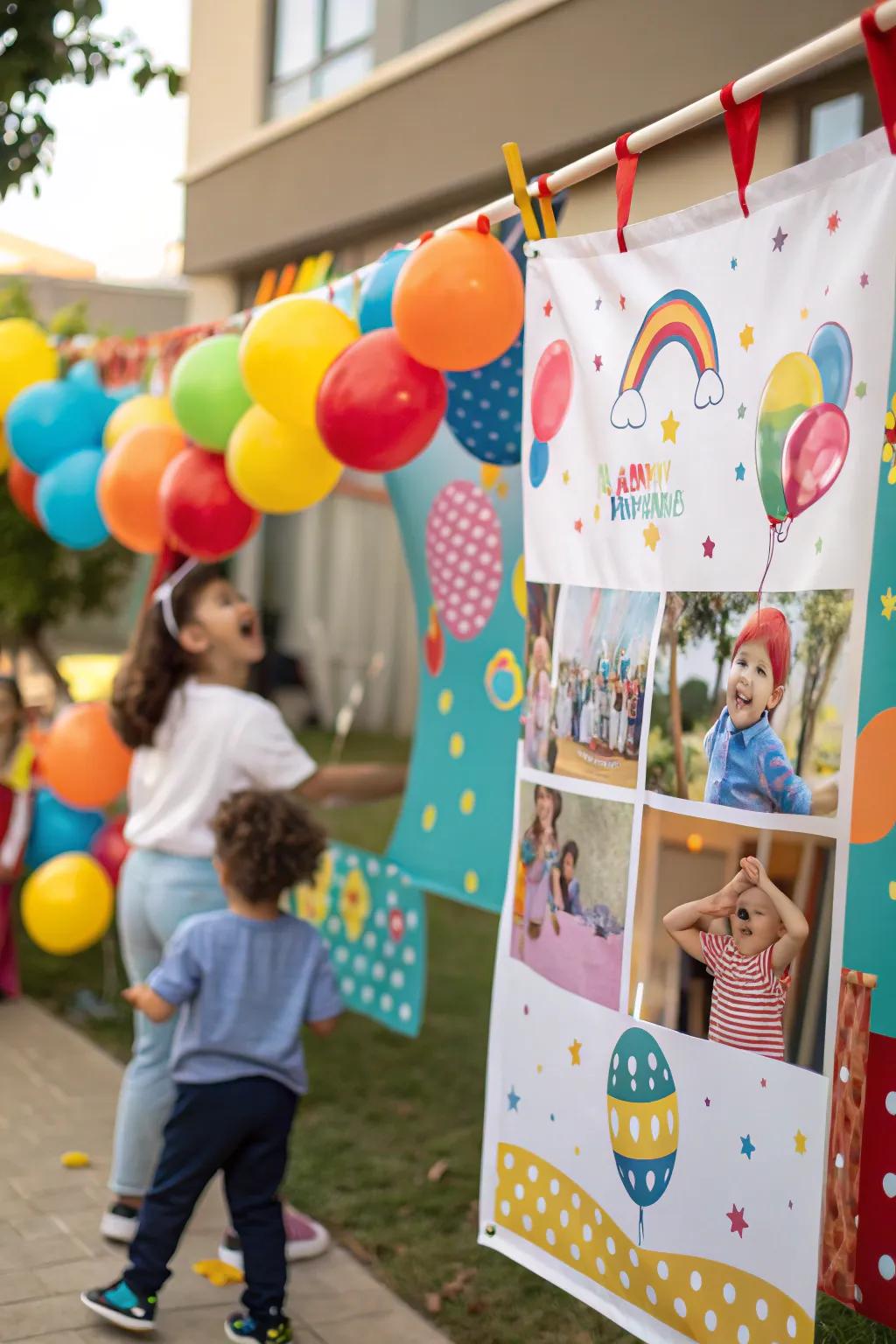 A colorful photo banner perfect for kids' parties.