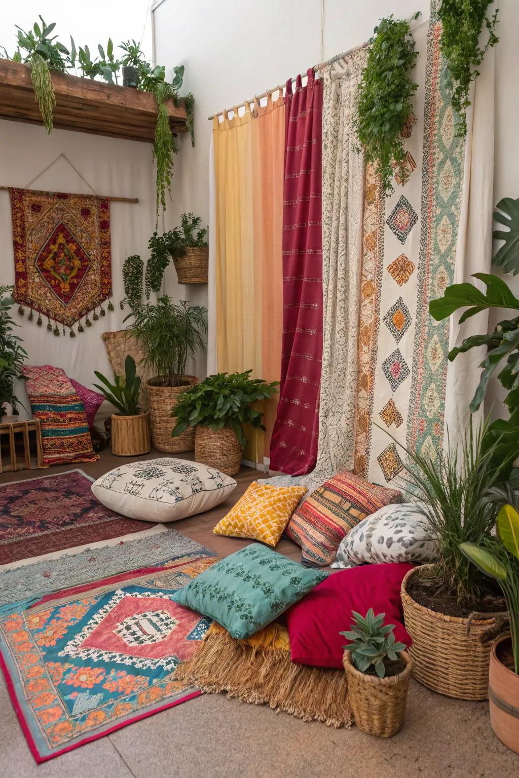 Combine themes for a vibrant bohemian look.