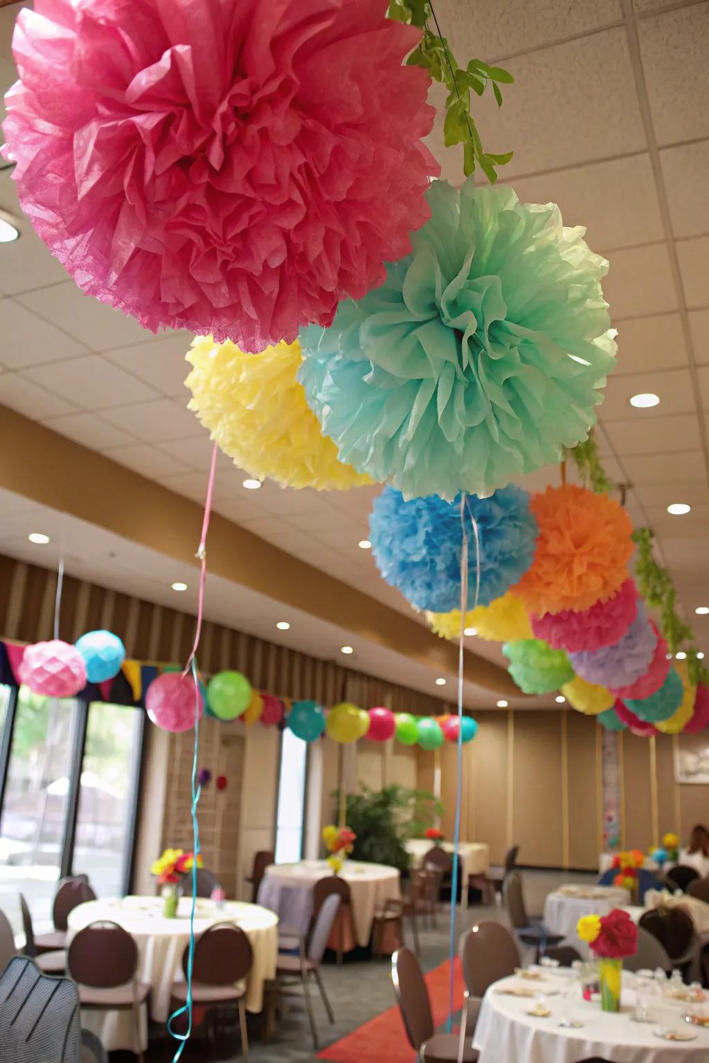 Incorporate volume and texture with plastic pom-poms.