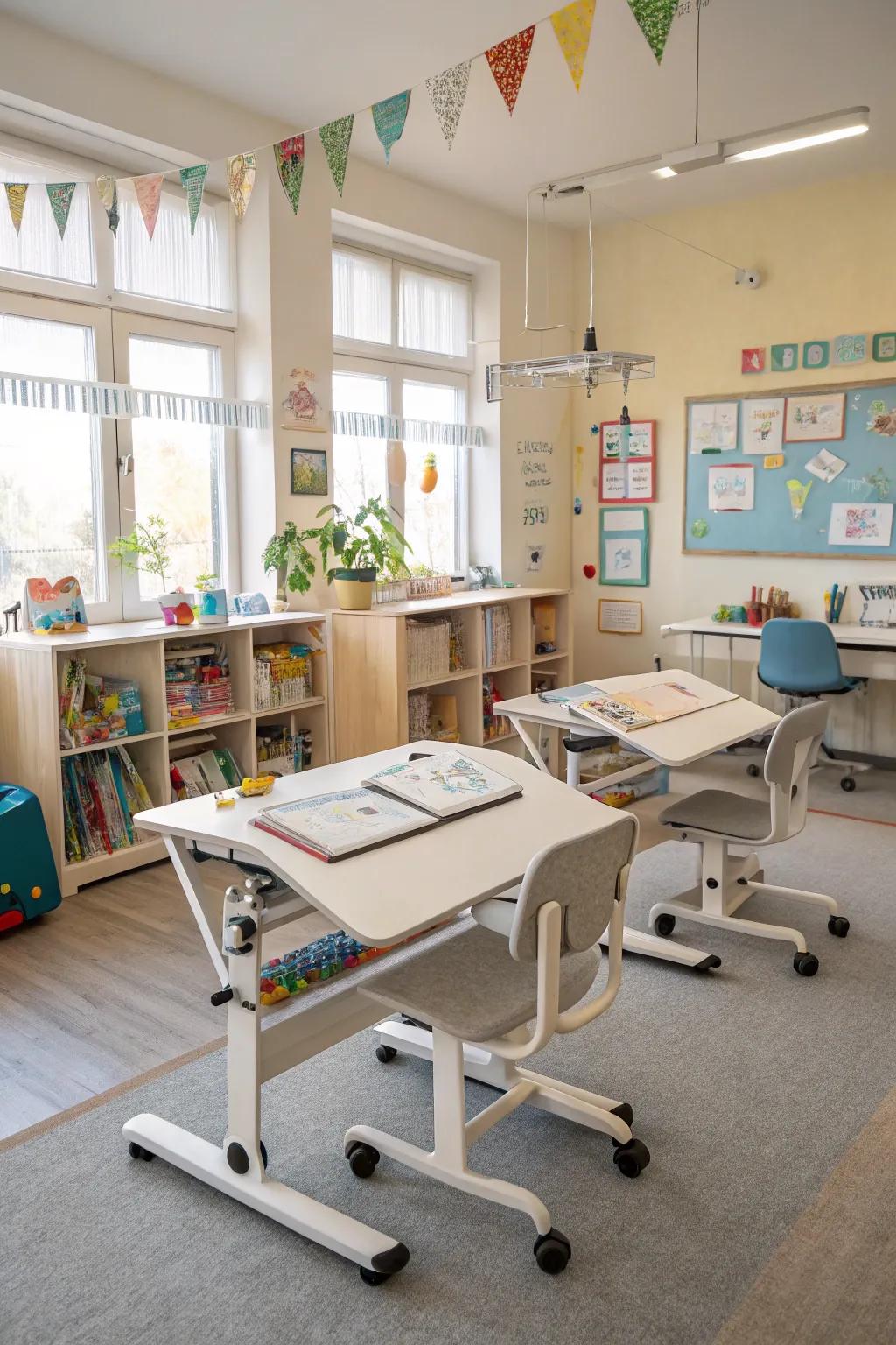 Modular study zones adapt to changing needs.