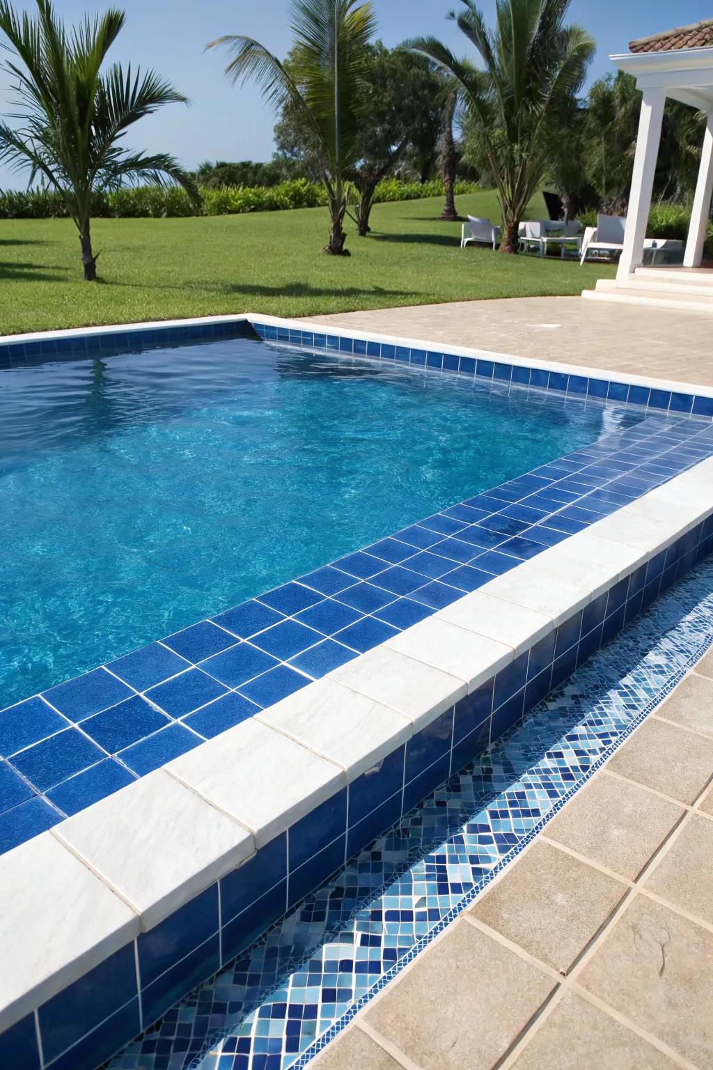 Contrasting colors for trim takes your pool to the next level.