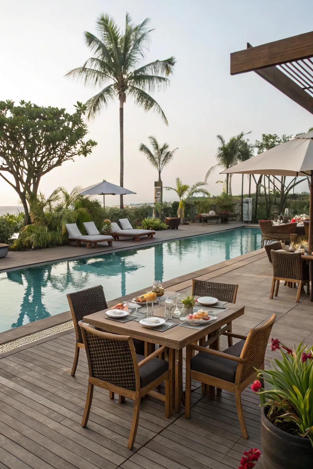 Versatile spaces offering merged lounging and dining zones.