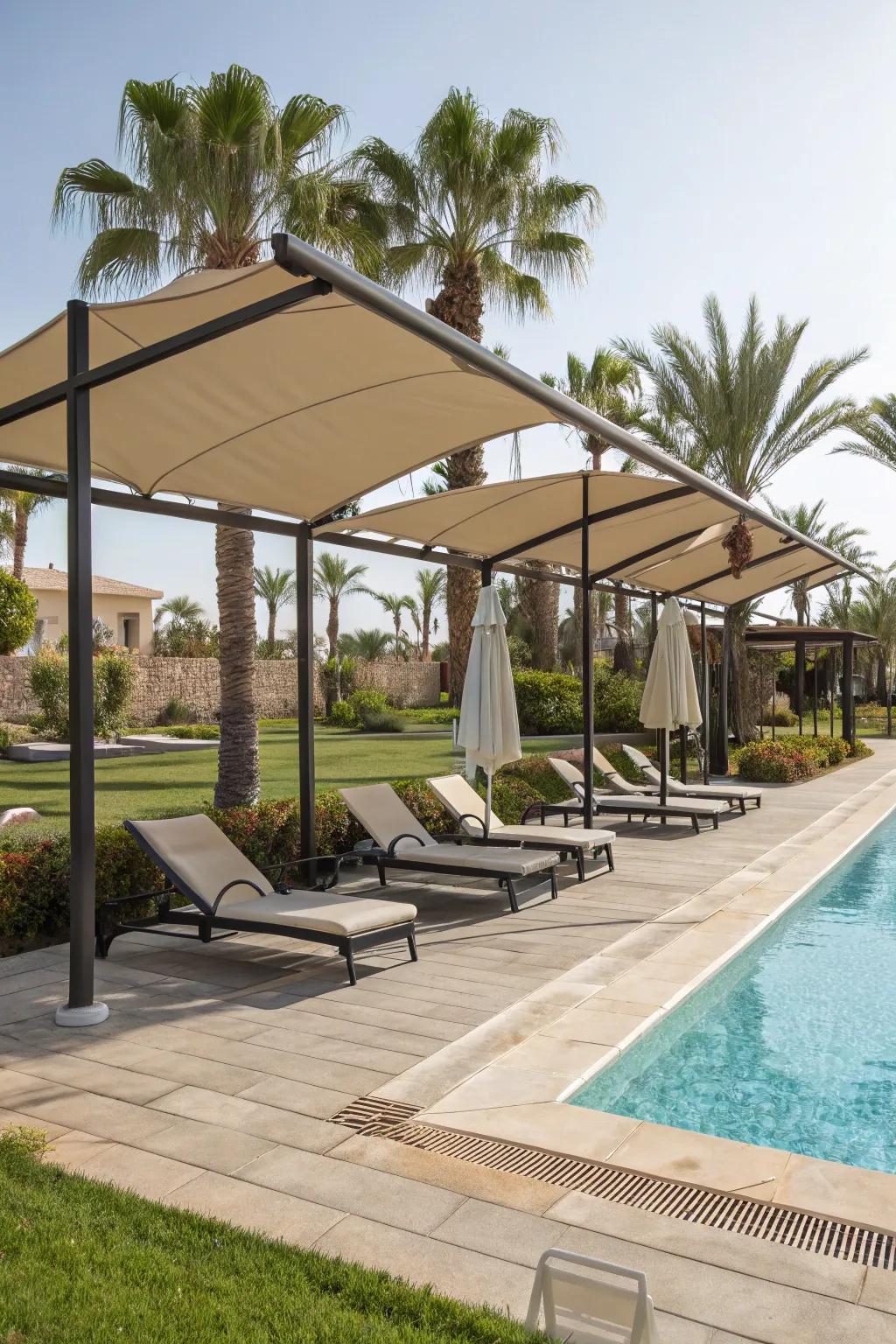 Adjustable shades allowing for versatile sun protection throughout the day.