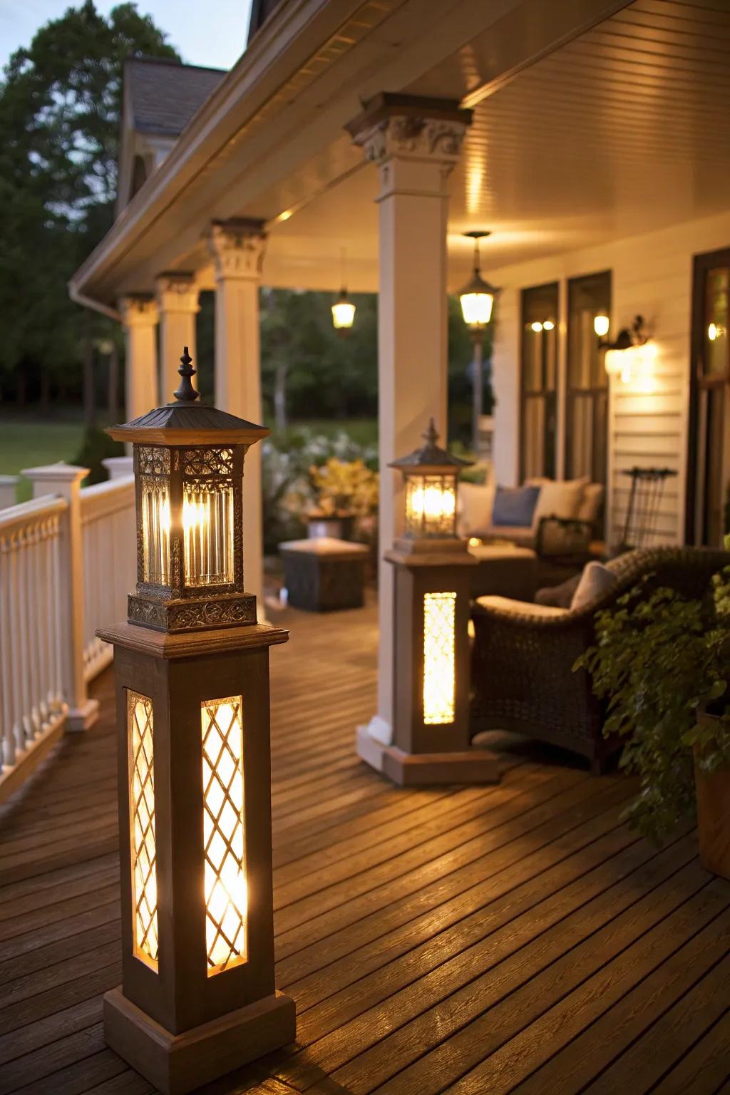 Lighting fixtures create ambiance and visibility.