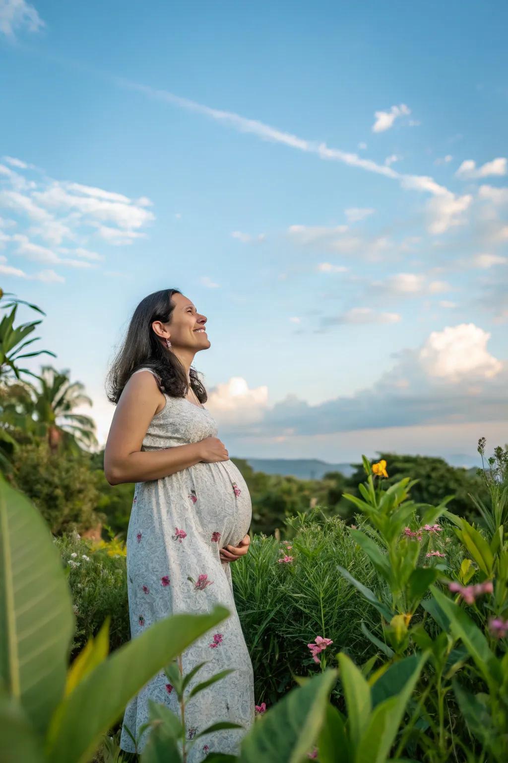 Nature offers a stunning and tranquil scene for your maternity photos.