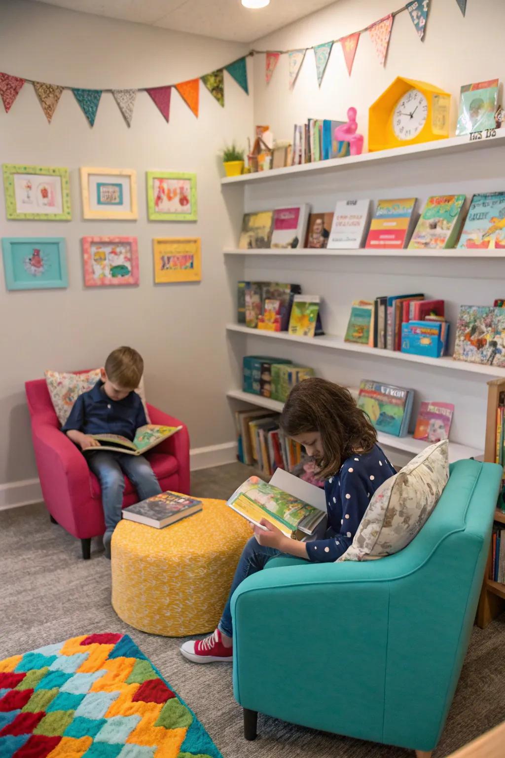 A reading area that is both fun and adaptive for kids.