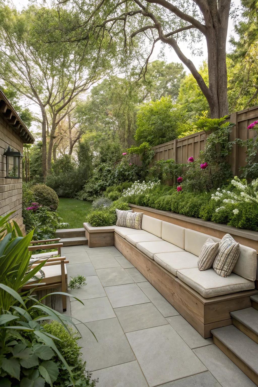 Integrated seating maximizes space and improves functionality.