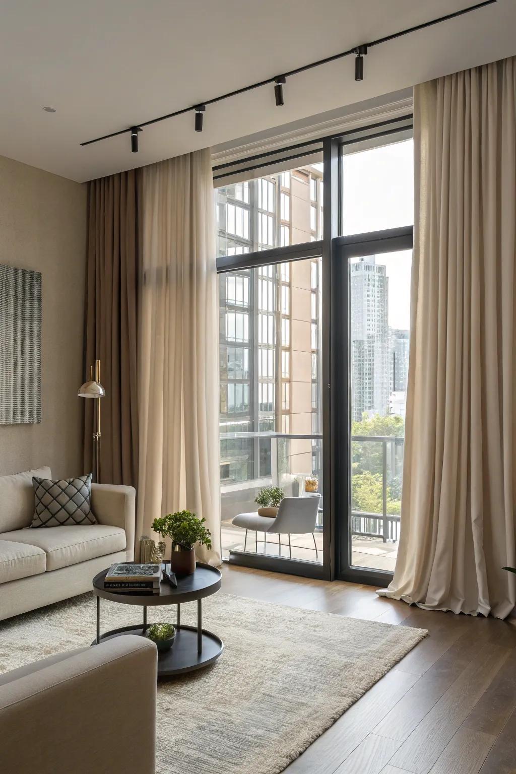 It's simple to change curtains with adaptable brackets.