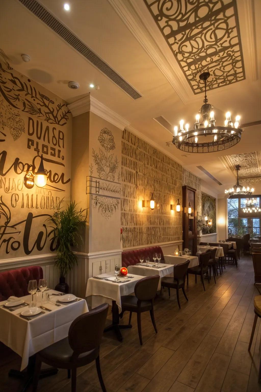 Letter styling introduces a contemporary and playful essence into restaurant design.