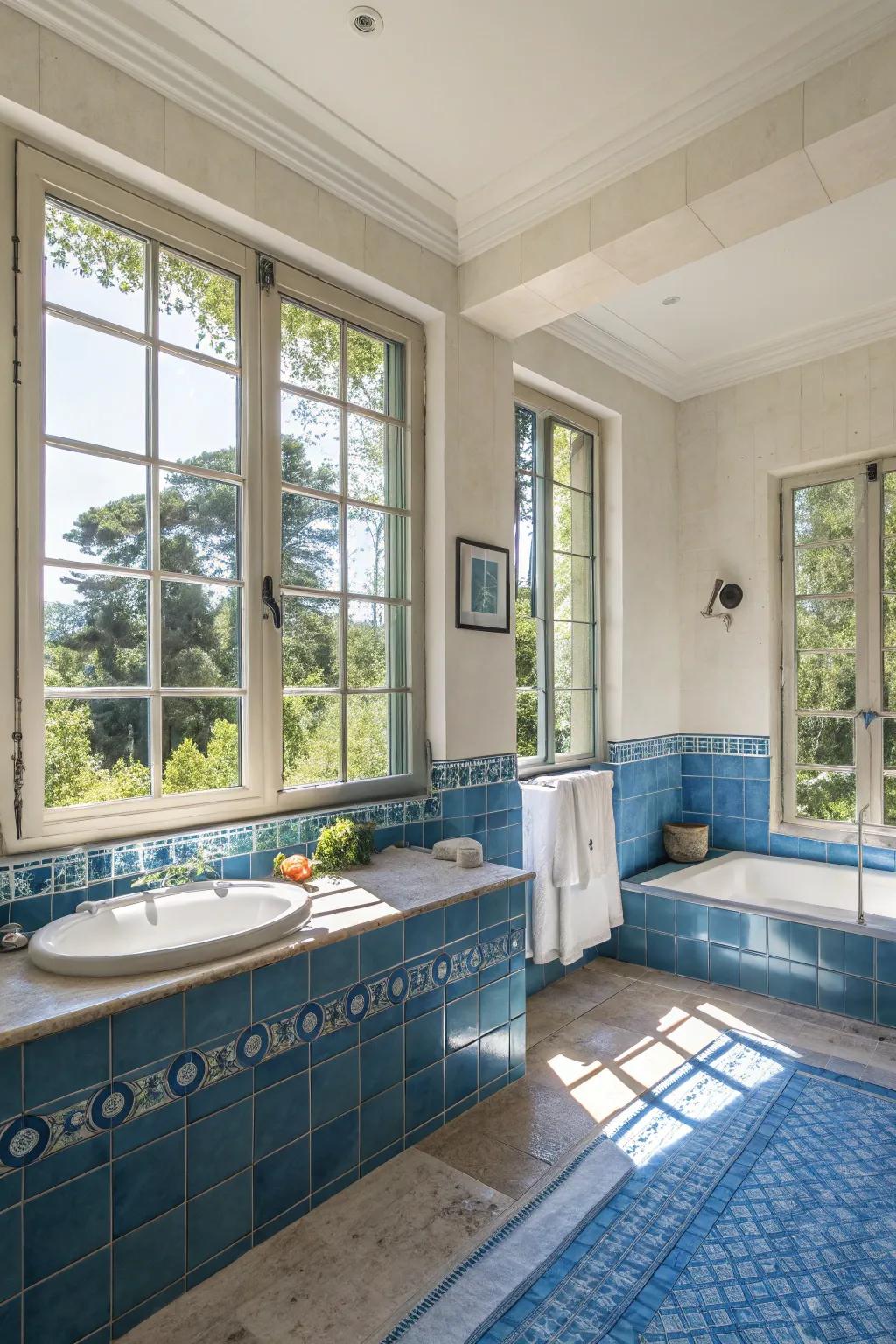 Inherent luminescence that enhances the retro indigo ambiance.