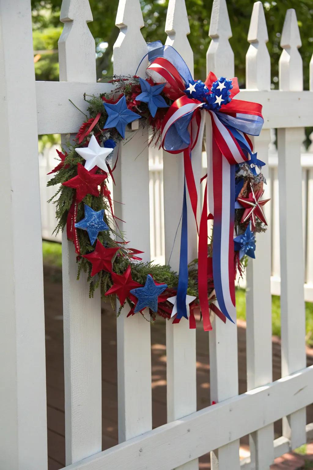 Celebrate with pride using this nationalistic ribbon wreath.