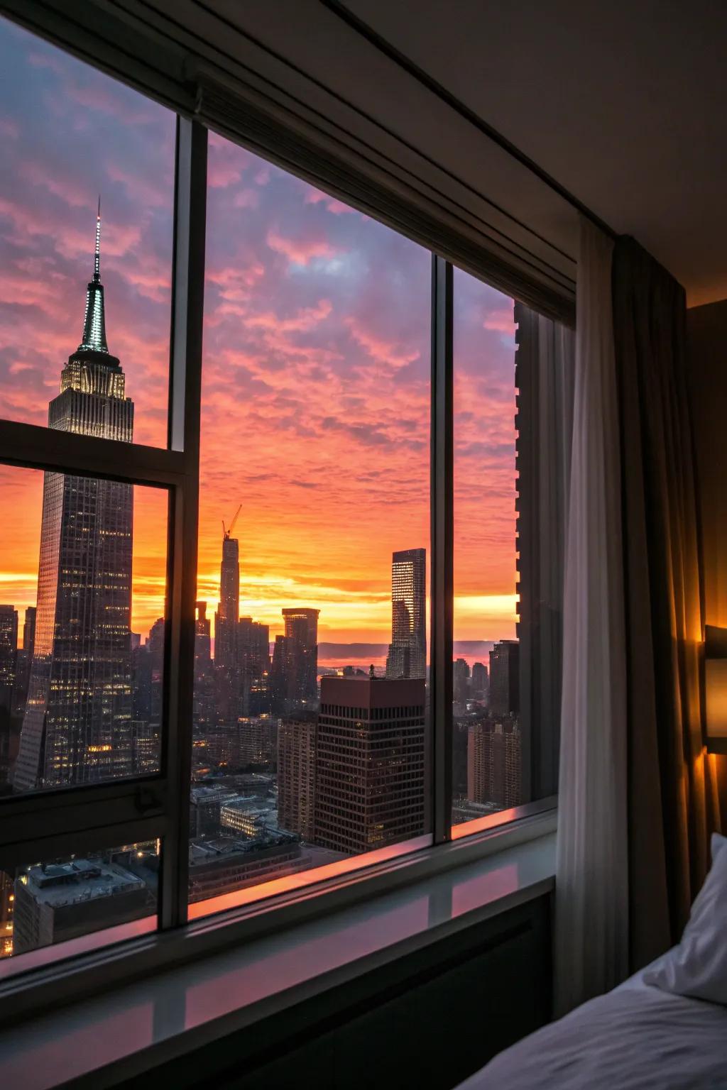 A breathtaking vista enhances the romantic atmosphere.