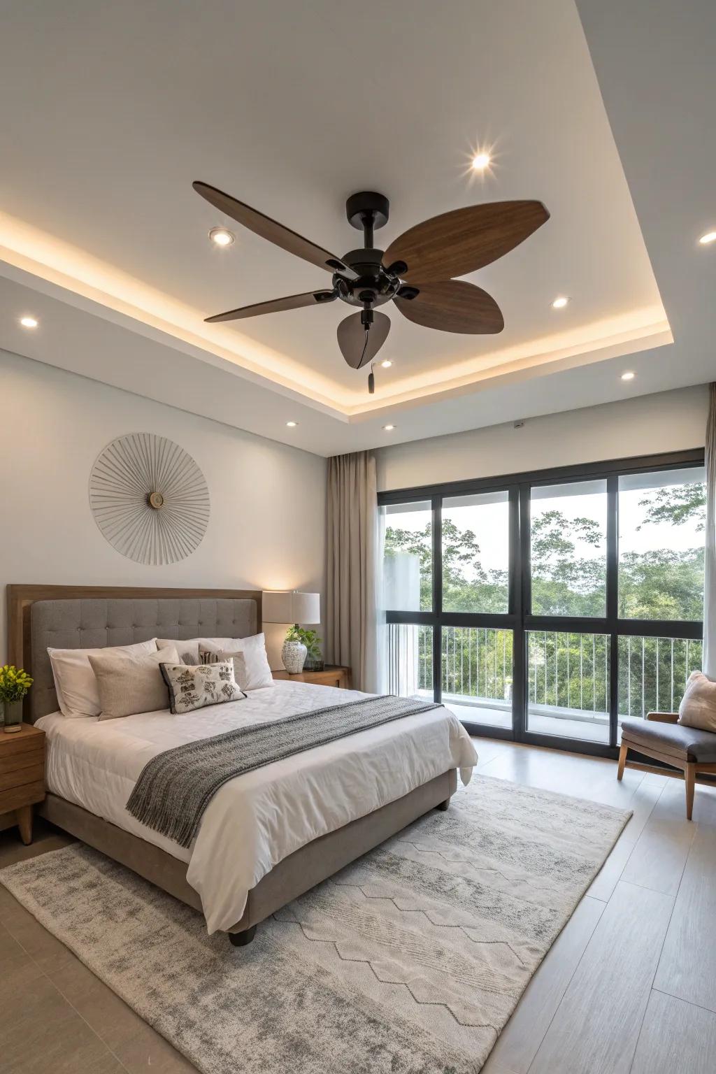 Dual-purpose blueprint encompassing a ceiling fan and LED illumination.
