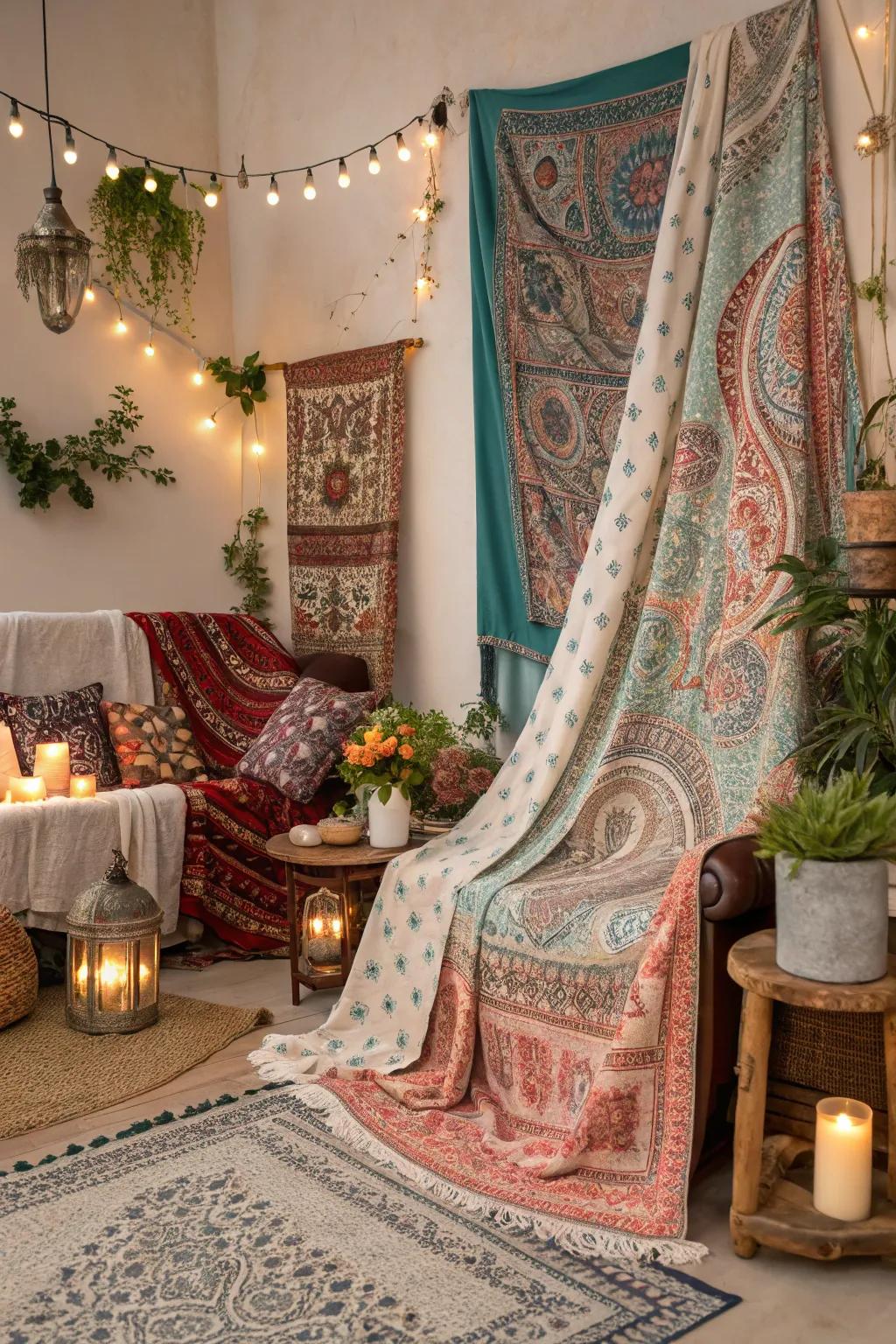 Bohemian prints introduce a bright and fun touch.