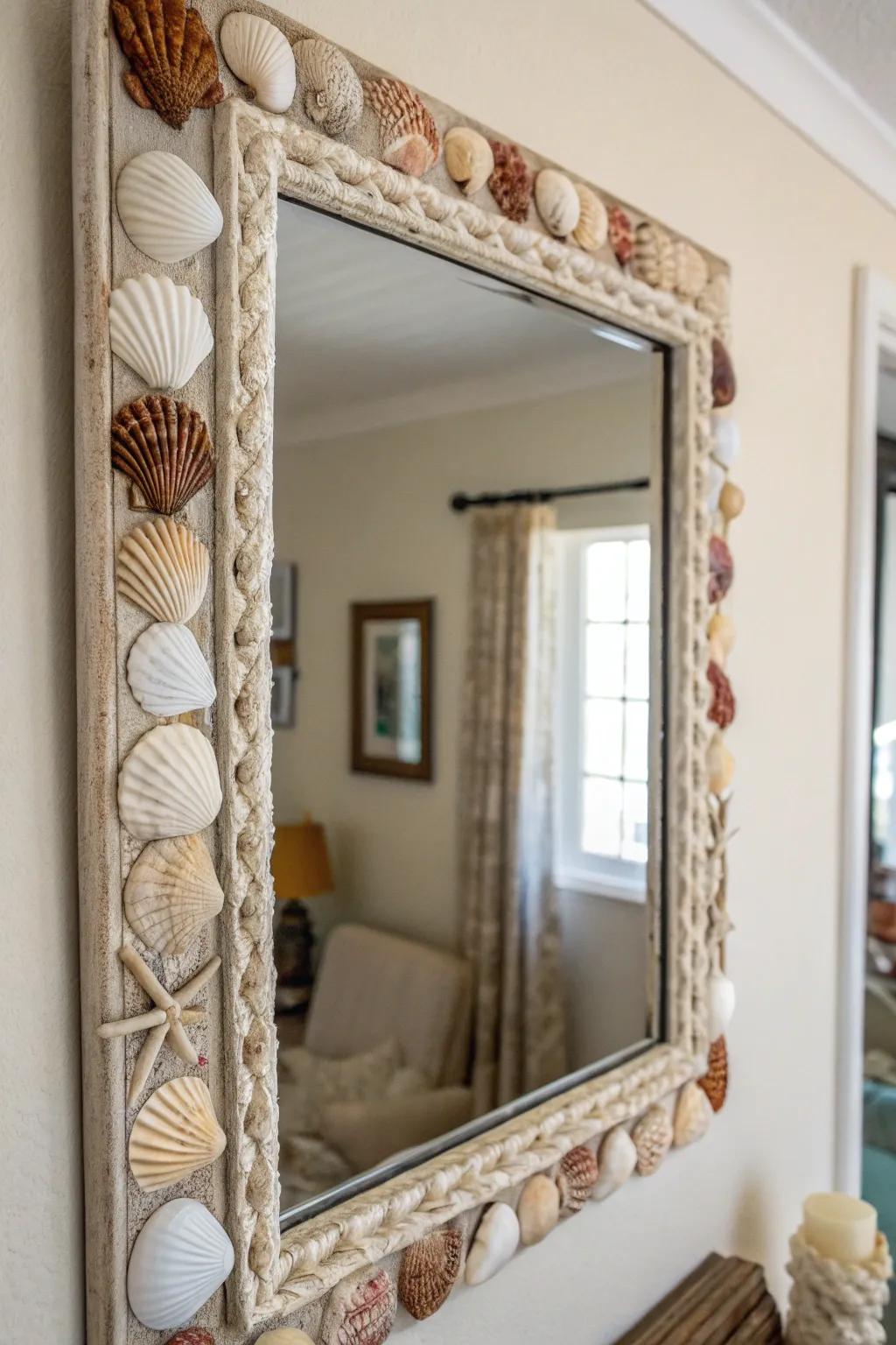 A seashell-bordered glass appends sophistication alongside a coastal inflection.