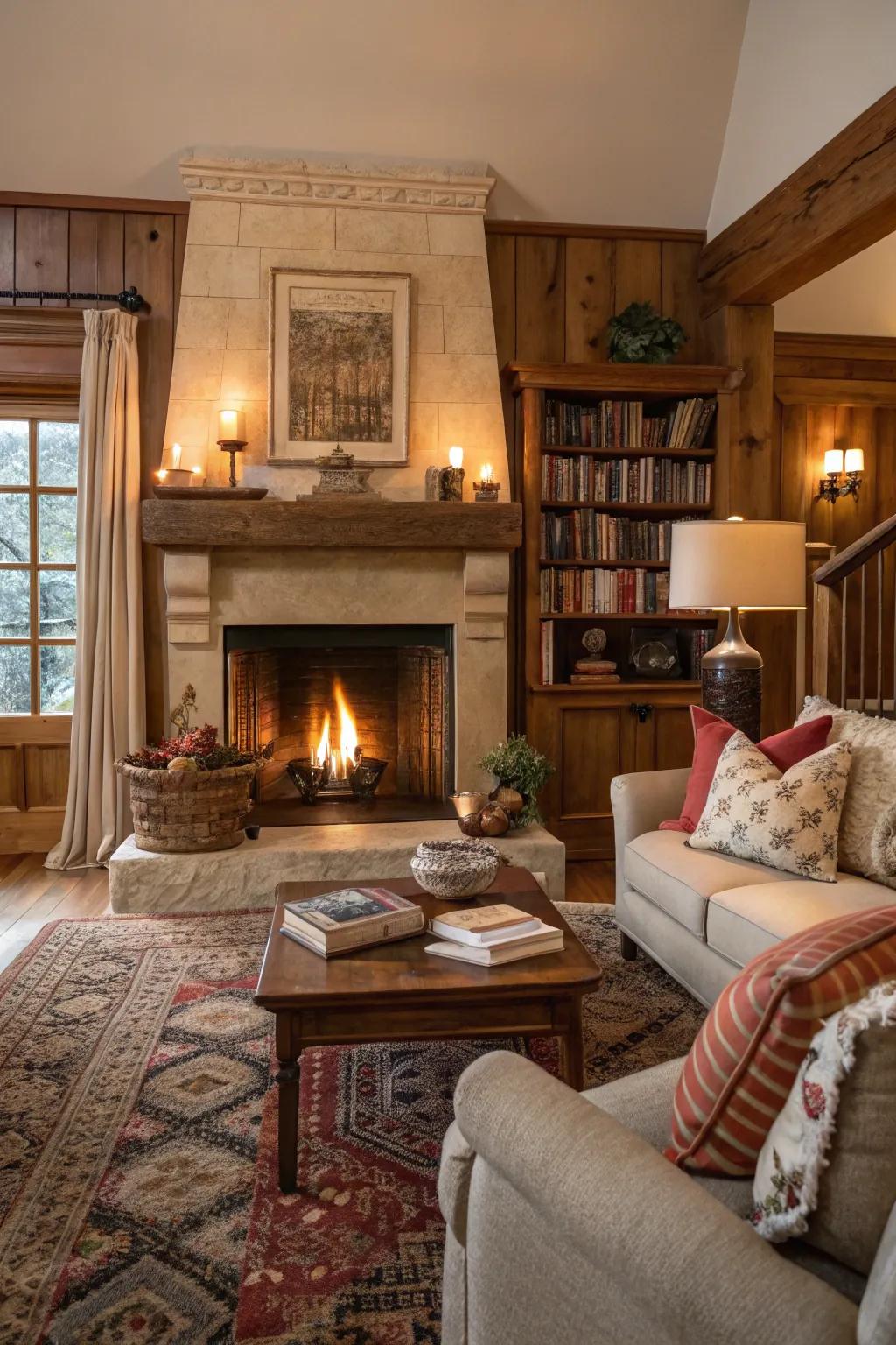 A hearth conveys warmth and ambiance to your living space.