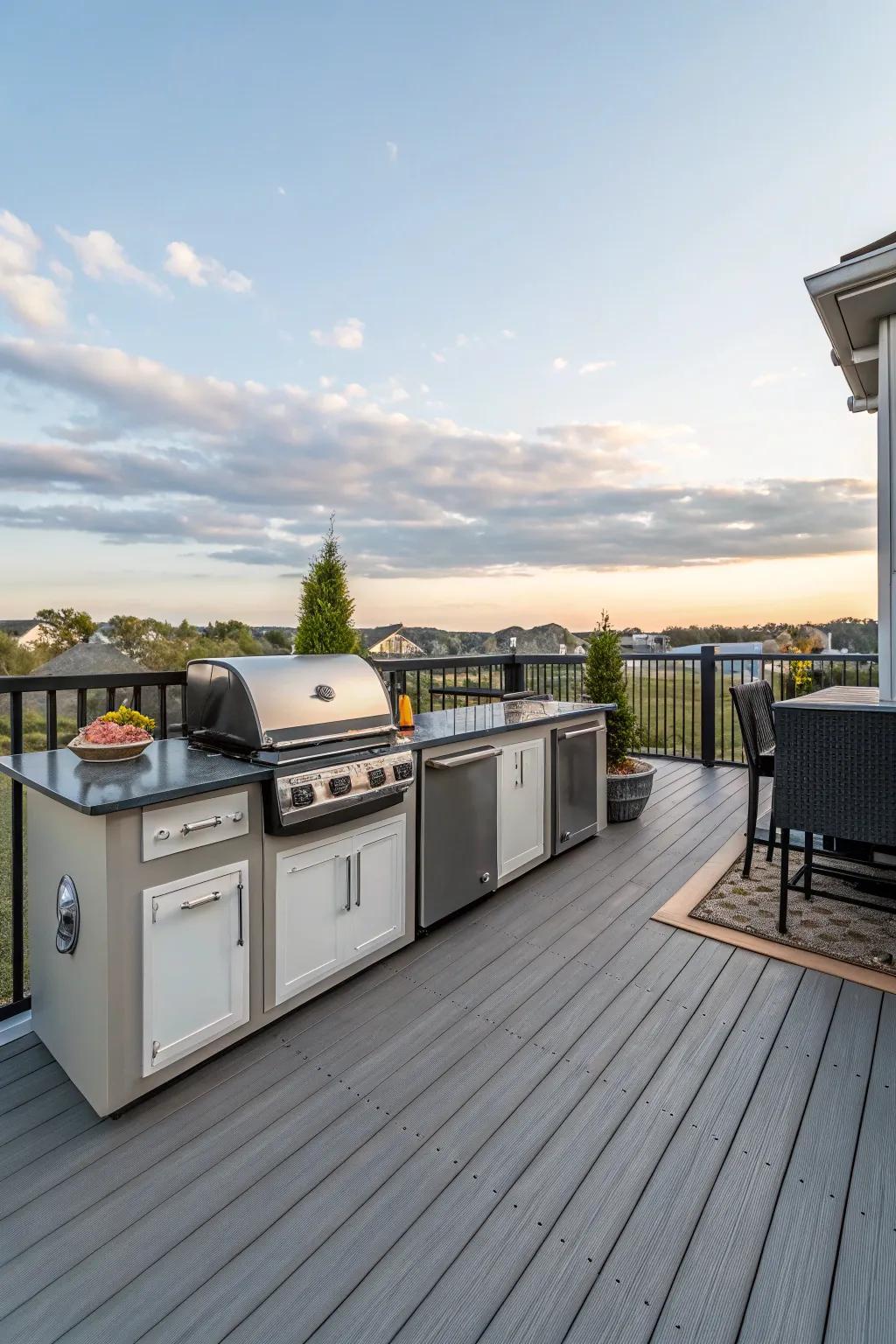 An outdoor kitchen that elevates the deck into a hub for culinary enjoyment.